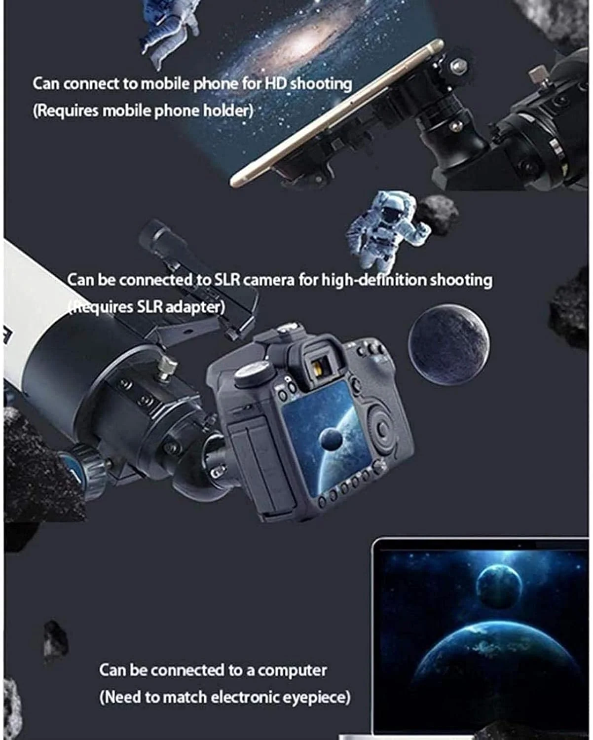 تلسکوپ نجومی مبتدی TEmkin، تلسکوپ کاتادیوپتریک 80 میلی‌متری کودکان، تک‌چشمی آسمان برای کودکان، تلسکوپ‌های شکستنی