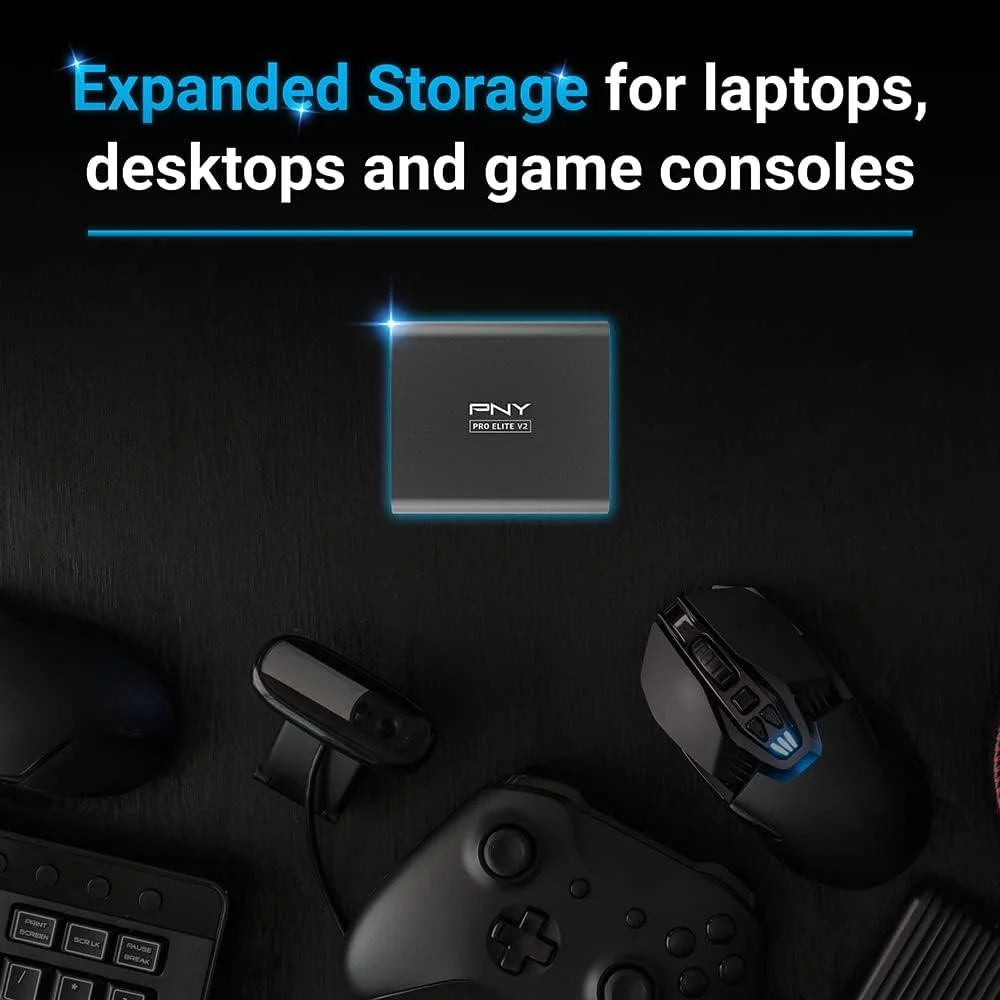 درایو حالت جامد (SSD) قابل حمل PNY Pro Elite V2 با ظرفیت 1 ترابایت، USB 3.2 Gen 2x1 Type-C – (PSD0CS2160-1TB-RB)