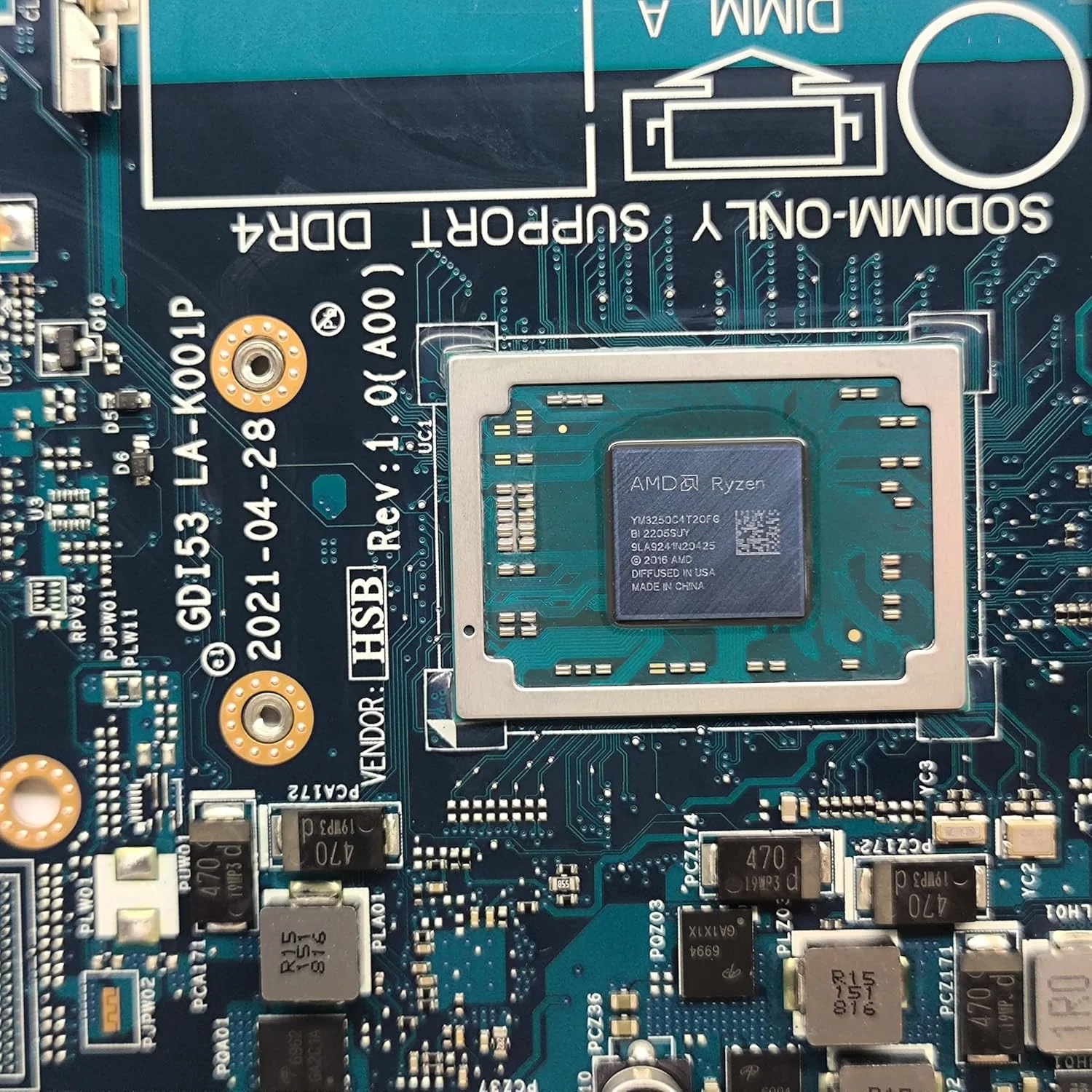 مادربرد جایگزین لپ تاپ GDI53 LA-K001P برای Dell Vostro 3405، برد سیستم با پردازنده R3-3250U، شماره قطعه 00VPNP 0VPNP