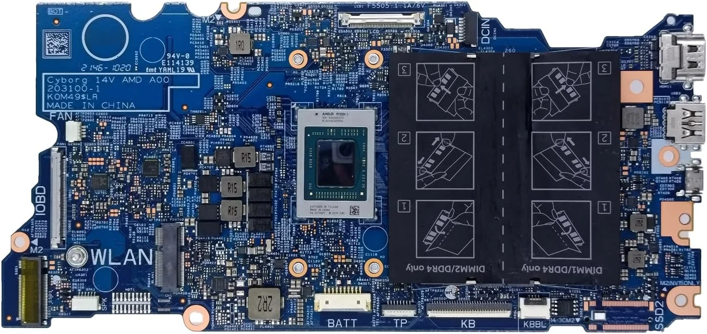 مادربرد جایگزین برای دل Vostro 5514 مدل Cyborg 14V AMD A00 203100-1 با پردازنده R5-5500U شماره قطعه 0T9CNX T9CNX