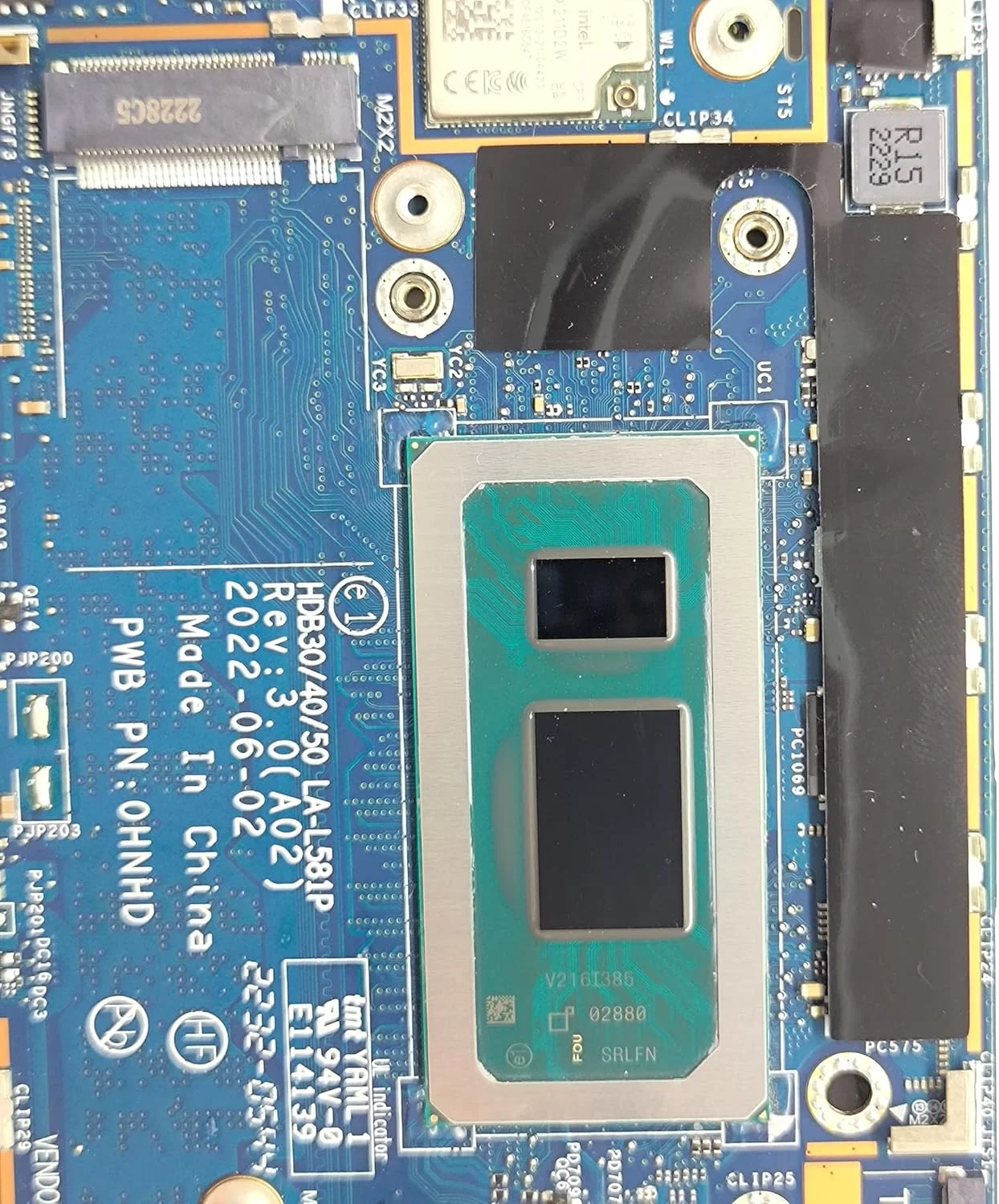 مادربرد جایگزین لپ تاپ HDB30 /40/50 LA-L581P برای Dell Latitude 7430، پردازنده i7-1265U، رم 16 گیگابایت، 02GH1Y 2GH1Y