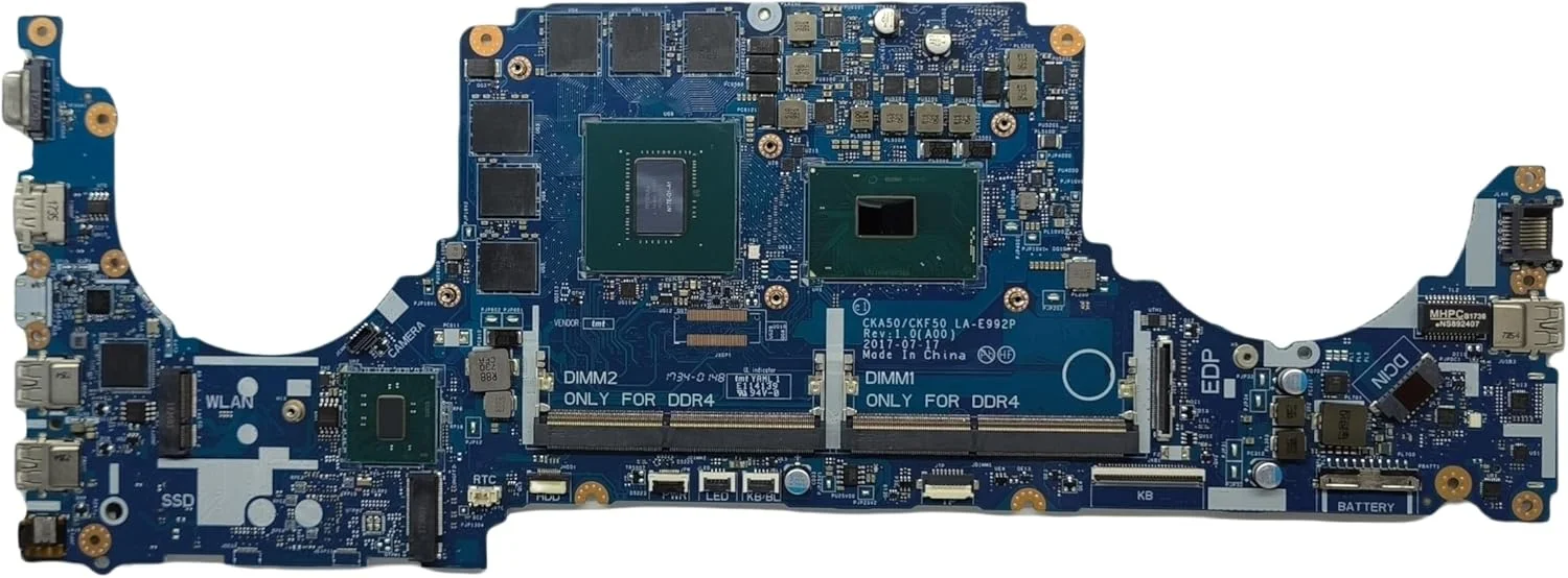مادربرد جایگزین لپ تاپ CKA50/CKF50 LA-E992P برای DELL Vostro 15 7570، پردازنده i7-7700HQ، کارت گرافیک GTX 1060 6G، شماره قطعه 0DP02C DP02C
