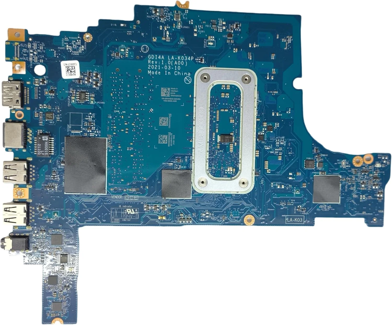 مادربرد جایگزین لپ تاپ GDI4A LA-K034P برای Dell Inspiron 3501، برد اصلی سیستم با پردازنده i7-1165G7، شماره قطعه 0RHHD3 RHHD3