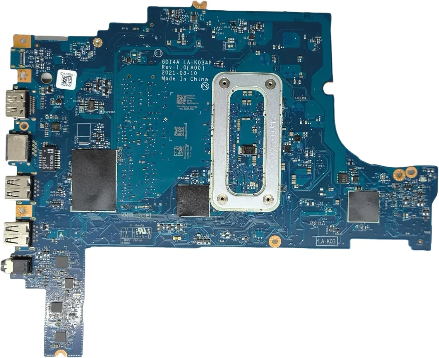 مادربرد جایگزین لپ تاپ GDI4A LA-K034P برای Dell Vostro 3500، برد اصلی سیستم با پردازنده i7-1165G7، شماره قطعه 0M2DV9 M2DV9
