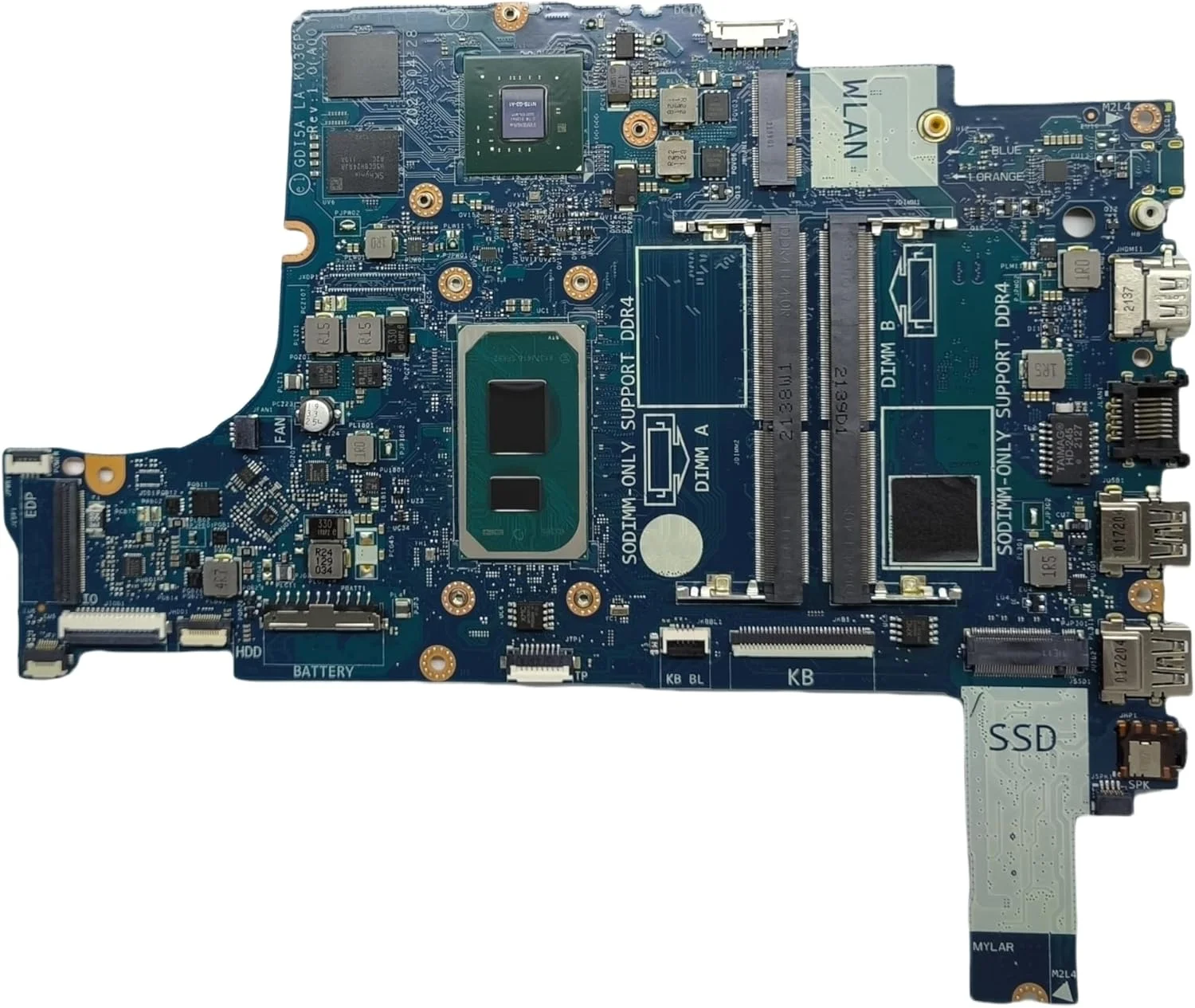 مادربرد جایگزین لپ تاپ GDI5A LA-K036P برای Dell Vostro 3400، پردازنده i7-1165G7، گرافیک MX330 2G، شماره قطعه 09YKK0 9YKK0