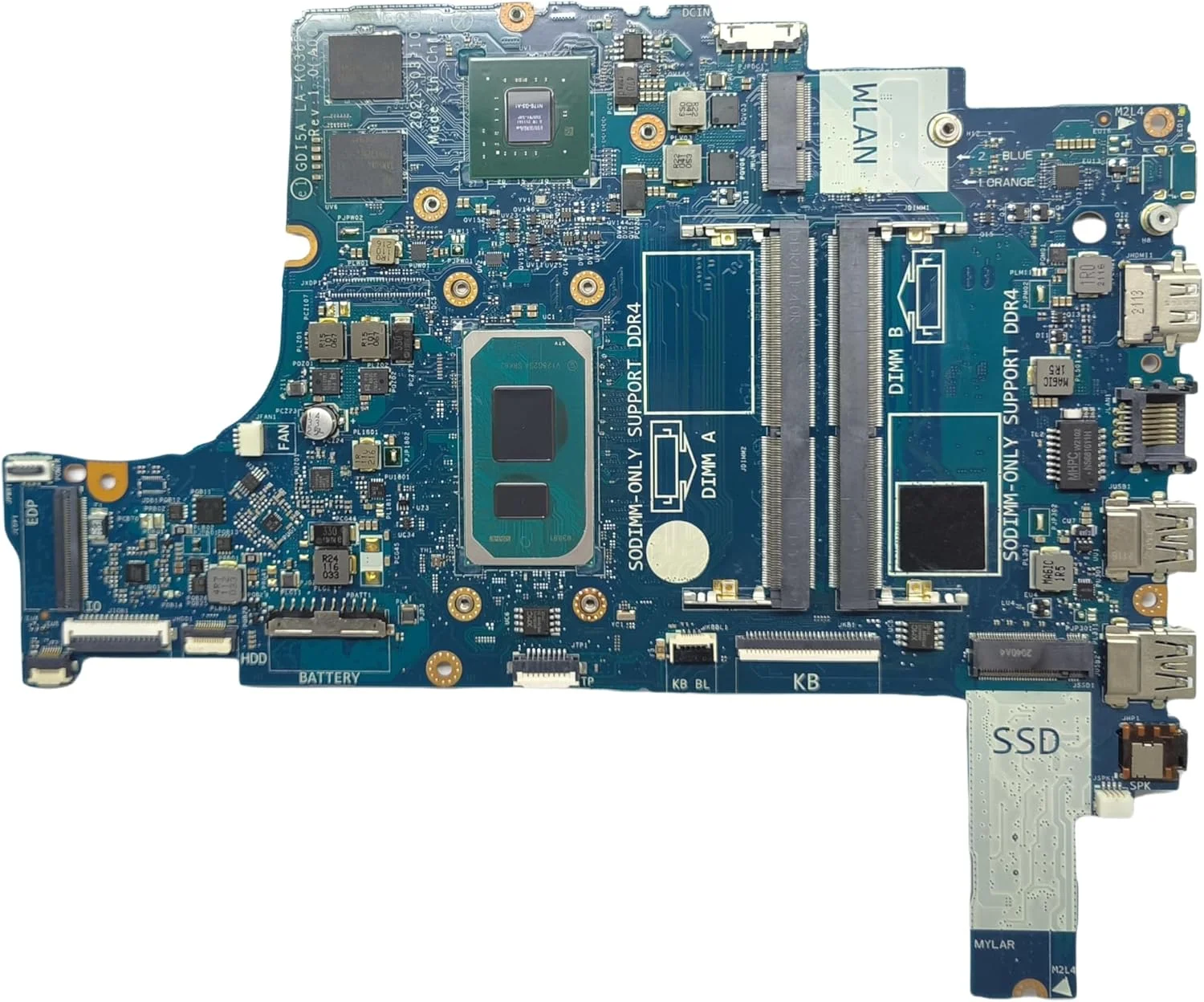 مادربرد جایگزین لپ تاپ GDI5A LA-K036P برای Dell Vostro 3500، پردازنده i7-1165G7، گرافیک MX330 2G، شماره قطعه 04M46F 4M46F
