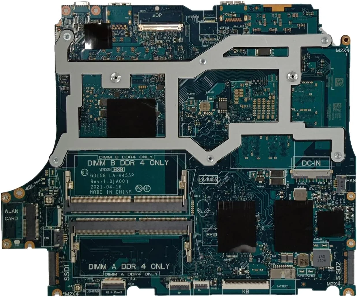 مادربرد جایگزین دل G15 5511 مدل GDL58 LA-K455P، پردازنده i5-11400H، کارت گرافیک RTX 3050 TI 4GB، شماره قطعه 0K570X K570X