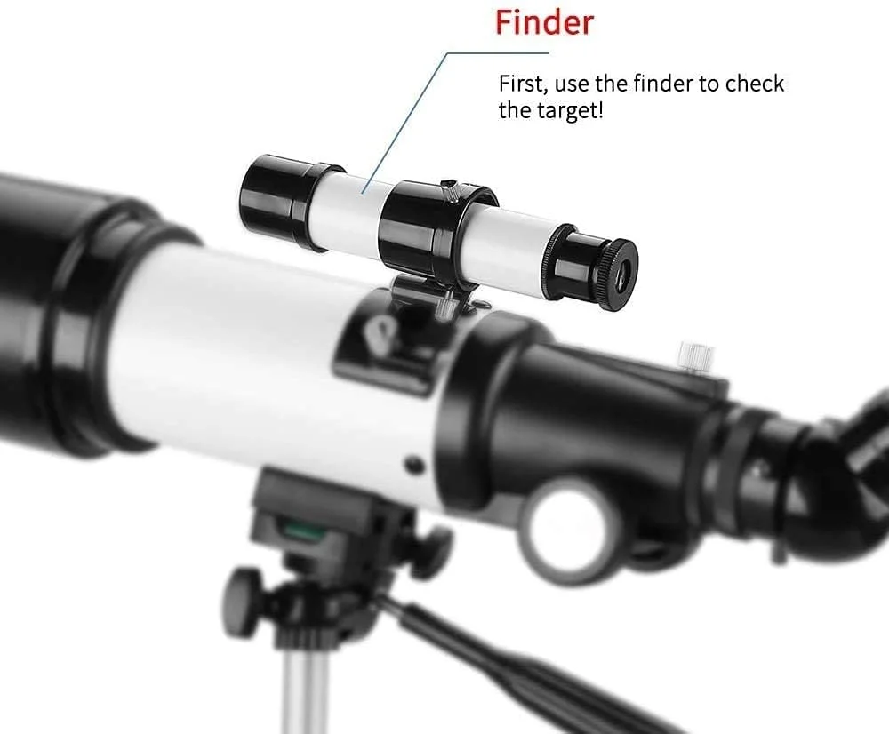تلسکوپ شکستنی نجومی تمکین، تلسکوپ فوق شفاف با دیافراگم 70 میلی‌متری به همراه کوله پشتی، نقشه یاب، فیلتر ماه، تلسکوپ نجومی با سه پایه برای کودکان و بزرگسالان - سفید