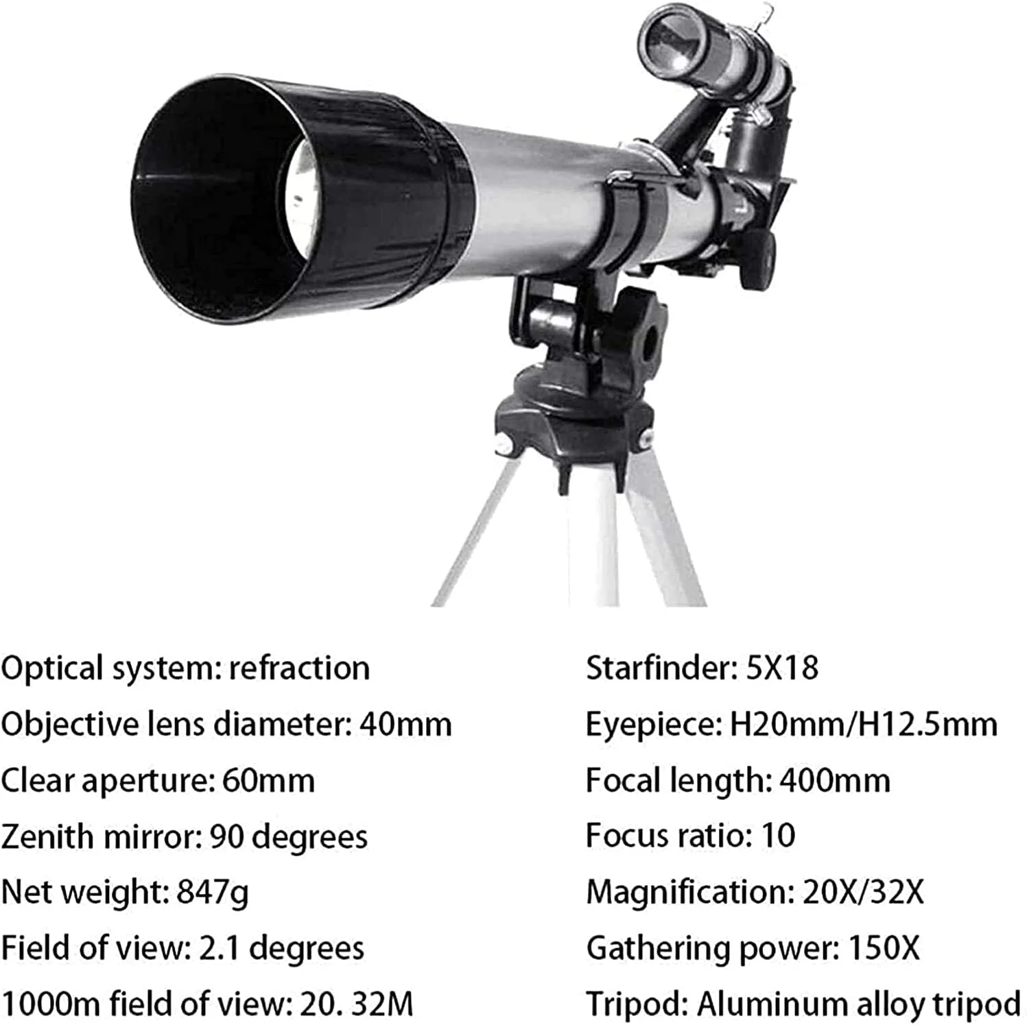 تلسکوپ منکسوری مبتدی نجومی 40 میلیمتری با 2 چشمی، سهپایه، تلسکوپ مسافرتی فوقالعاده شفاف برای بزرگسالان تلسکوپ منکسوری مبتدی نجومی 40 میلیمتری با 2 چشمی، سهپایه، تلسکوپ مسافرتی فوقالعاده شفاف برای بزرگسالان