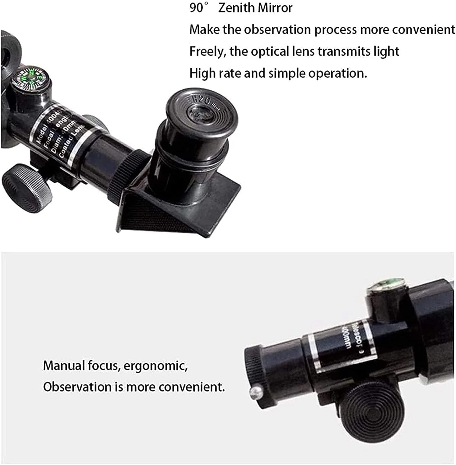 تلسکوپ منکسوری مبتدی نجومی 40 میلیمتری با 2 چشمی، سهپایه، تلسکوپ مسافرتی فوقالعاده شفاف برای بزرگسالان تلسکوپ منکسوری مبتدی نجومی 40 میلیمتری با 2 چشمی، سهپایه، تلسکوپ مسافرتی فوقالعاده شفاف برای بزرگسالان