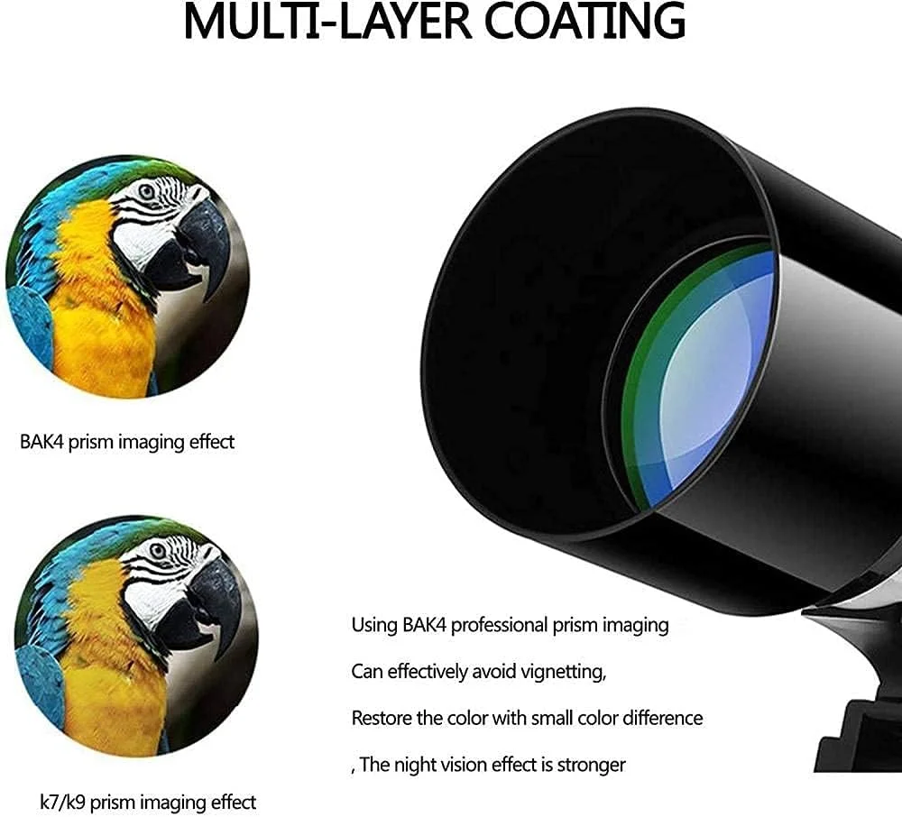 تلسکوپ نجومی برای کودکان و مبتدیان، تلسکوپ منکسوری انکساری 70 میلی‌متری 400 با سه‌پایه قابل تنظیم، آداپتور تلفن، تقویت کننده سیاره‌ای و کیف حمل