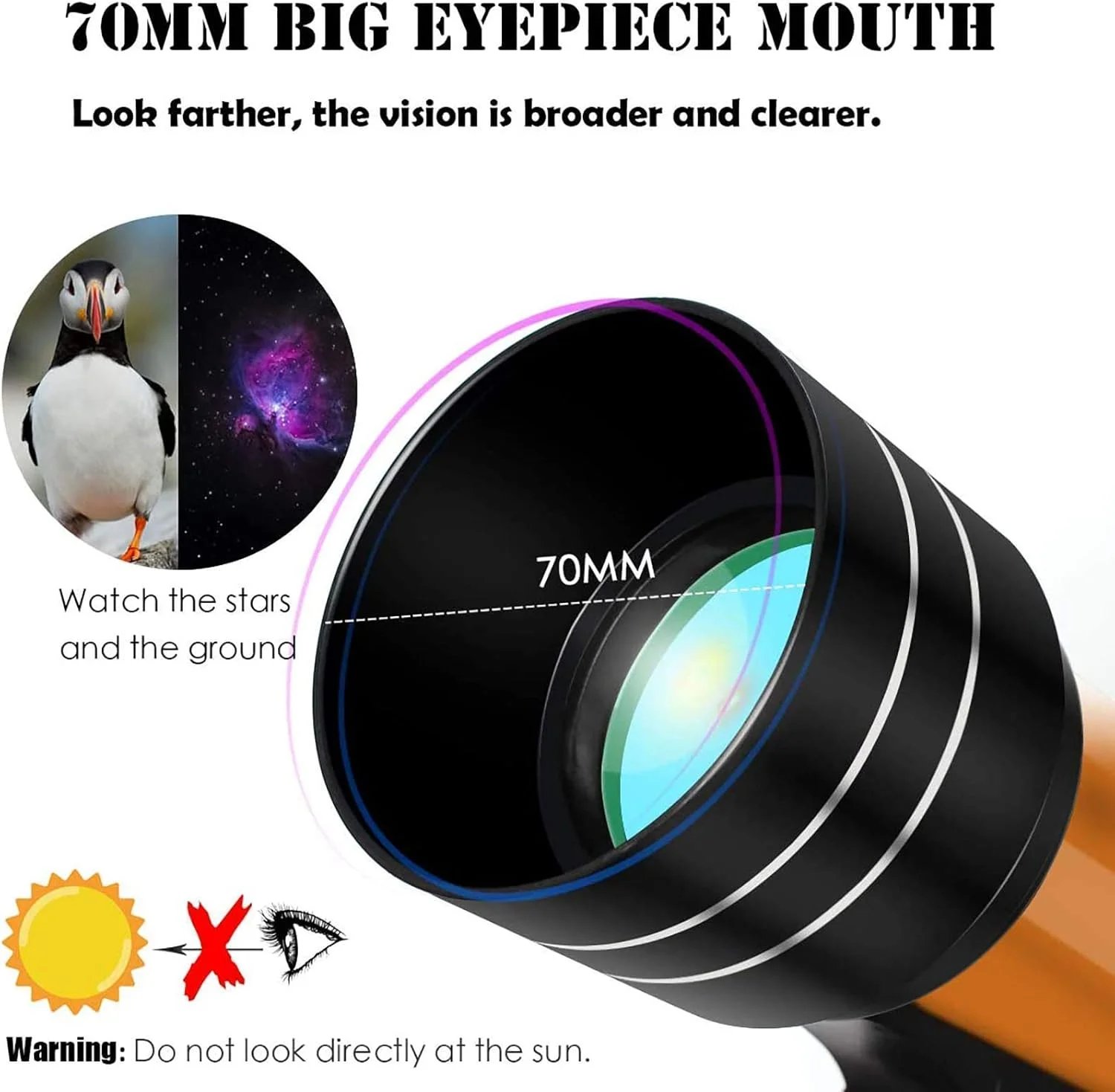 تلسکوپ نجومی تمکین، تلسکوپ حرفه ای 50x برای کودکان، تلسکوپ انکساری 70 میلی متری، برای کودکان به همراه سه پایه، اسباب بازی های آموزشی، 20 * 18 * 42 سانتی متر