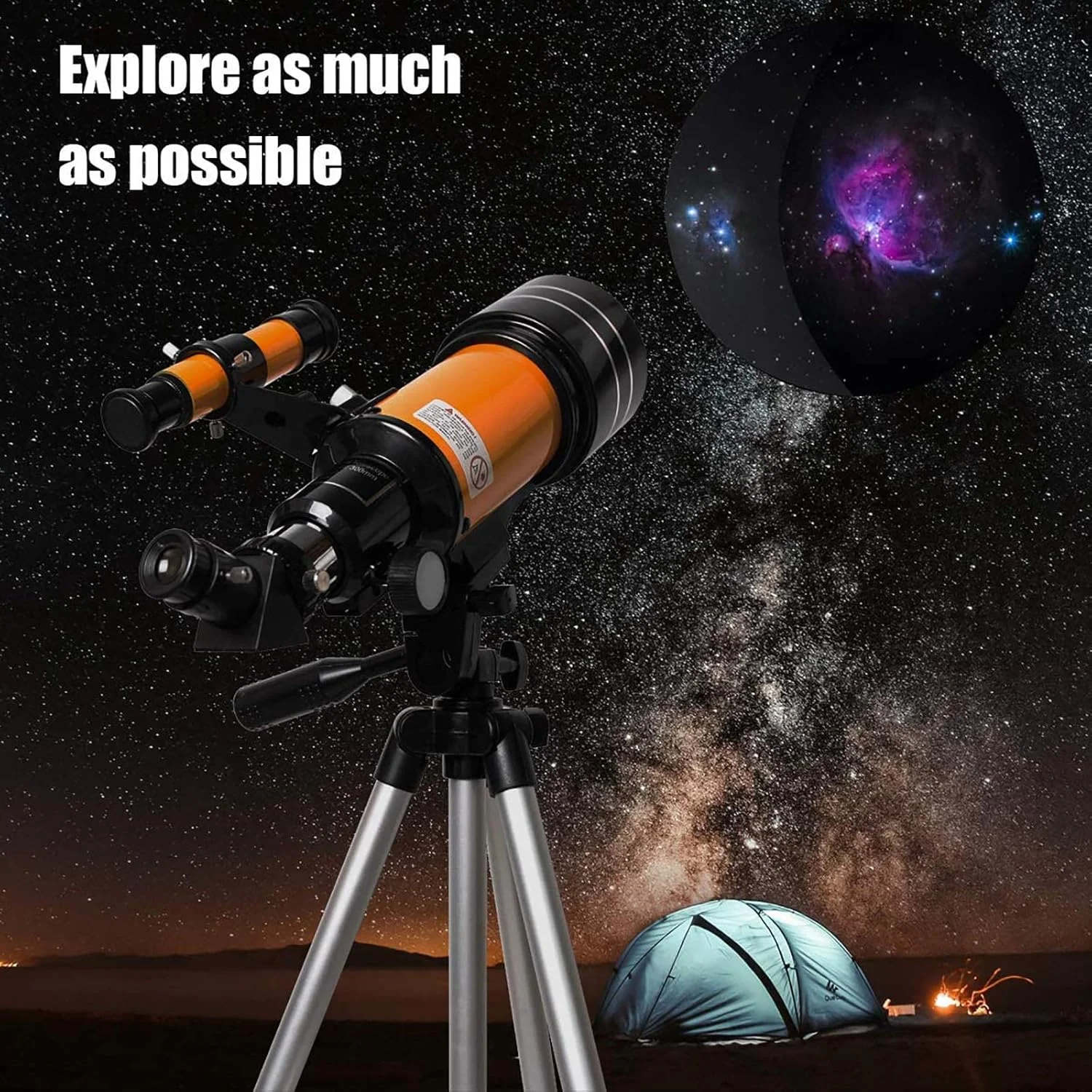 تلسکوپ نجومی تمکین، تلسکوپ حرفه ای 50x برای کودکان، تلسکوپ انکساری 70 میلی متری، برای کودکان به همراه سه پایه، اسباب بازی های آموزشی، 20 * 18 * 42 سانتی متر