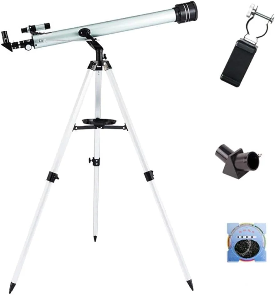 تلسکوپ نجومی TEmkin، تلسکوپ انکساری 900/60 میلی‌متری با عدسی HD 675X، تلسکوپ تک چشمی با سه پایه و یابنده برای تماشای آسمان و ستارگان برای مبتدیان