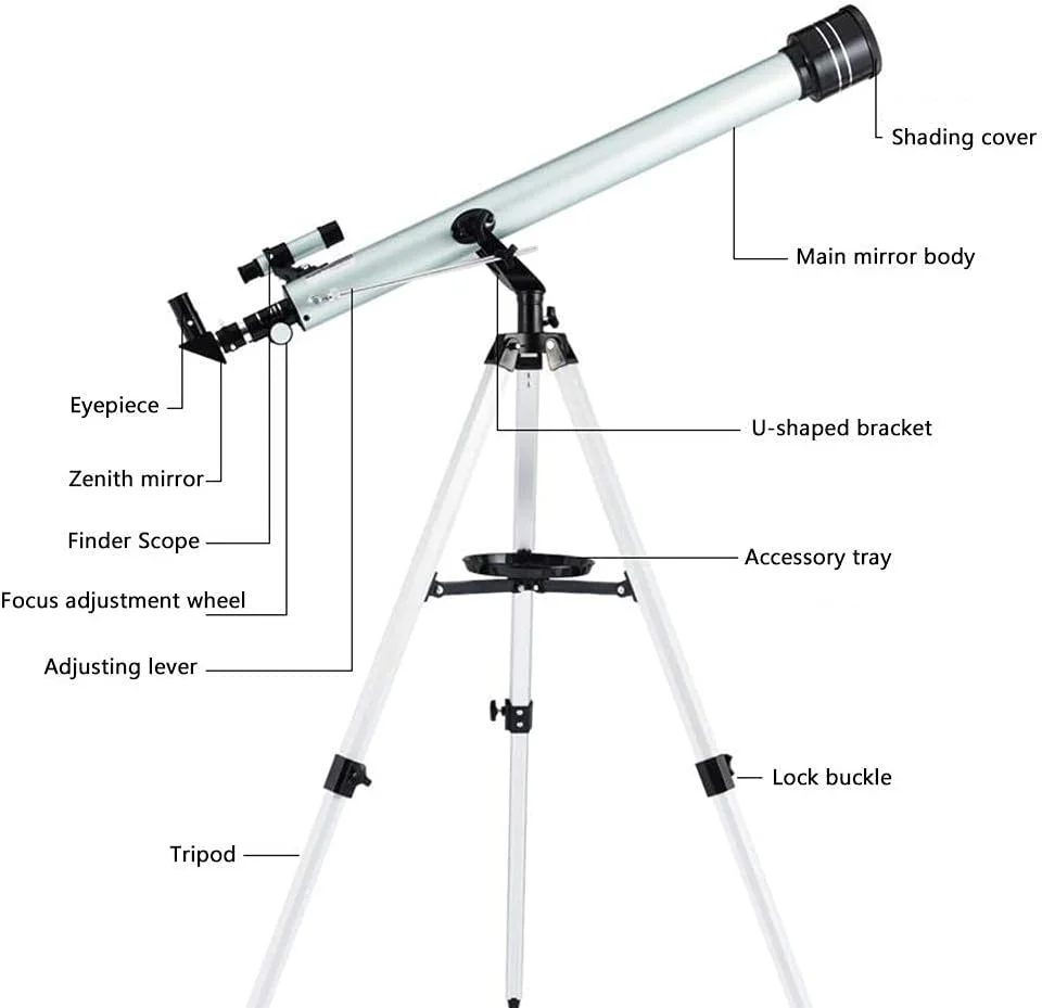 تلسکوپ نجومی TEmkin، تلسکوپ انکساری 900/60 میلی‌متری با عدسی HD 675X، تلسکوپ تک چشمی با سه پایه و یابنده برای تماشای آسمان و ستارگان برای مبتدیان