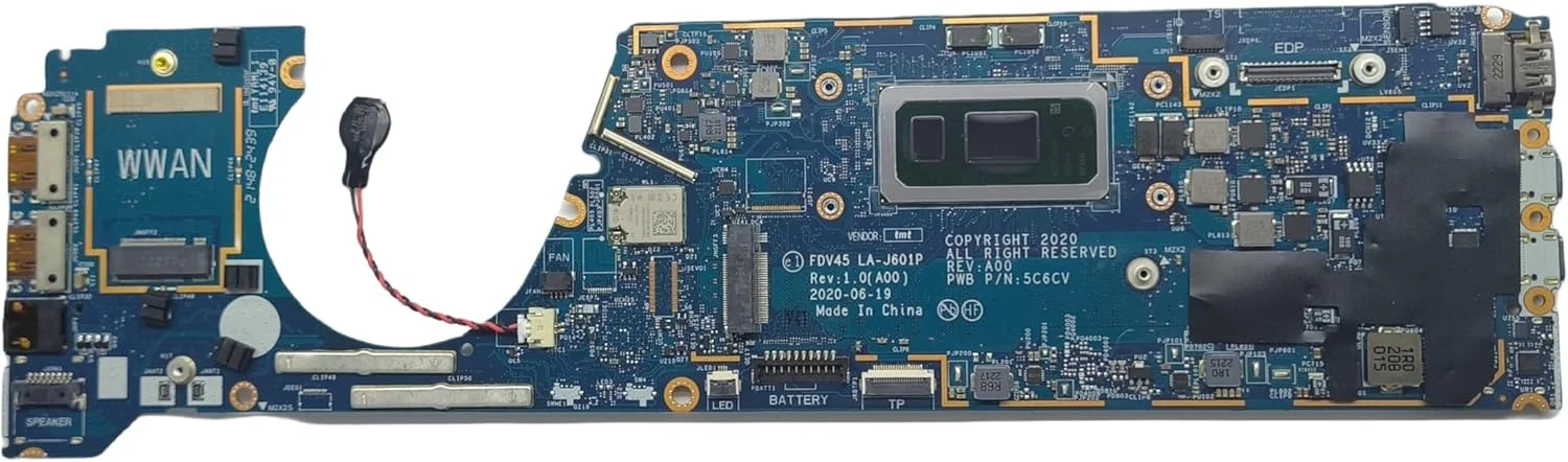 مادربرد جایگزین لپ تاپ مدل FDV45 LA-J601P برای DELL Latitude 7410 Chrome، پردازنده i5-10310U، رم 16 گیگابایت، شماره قطعه 0F7232 F7232