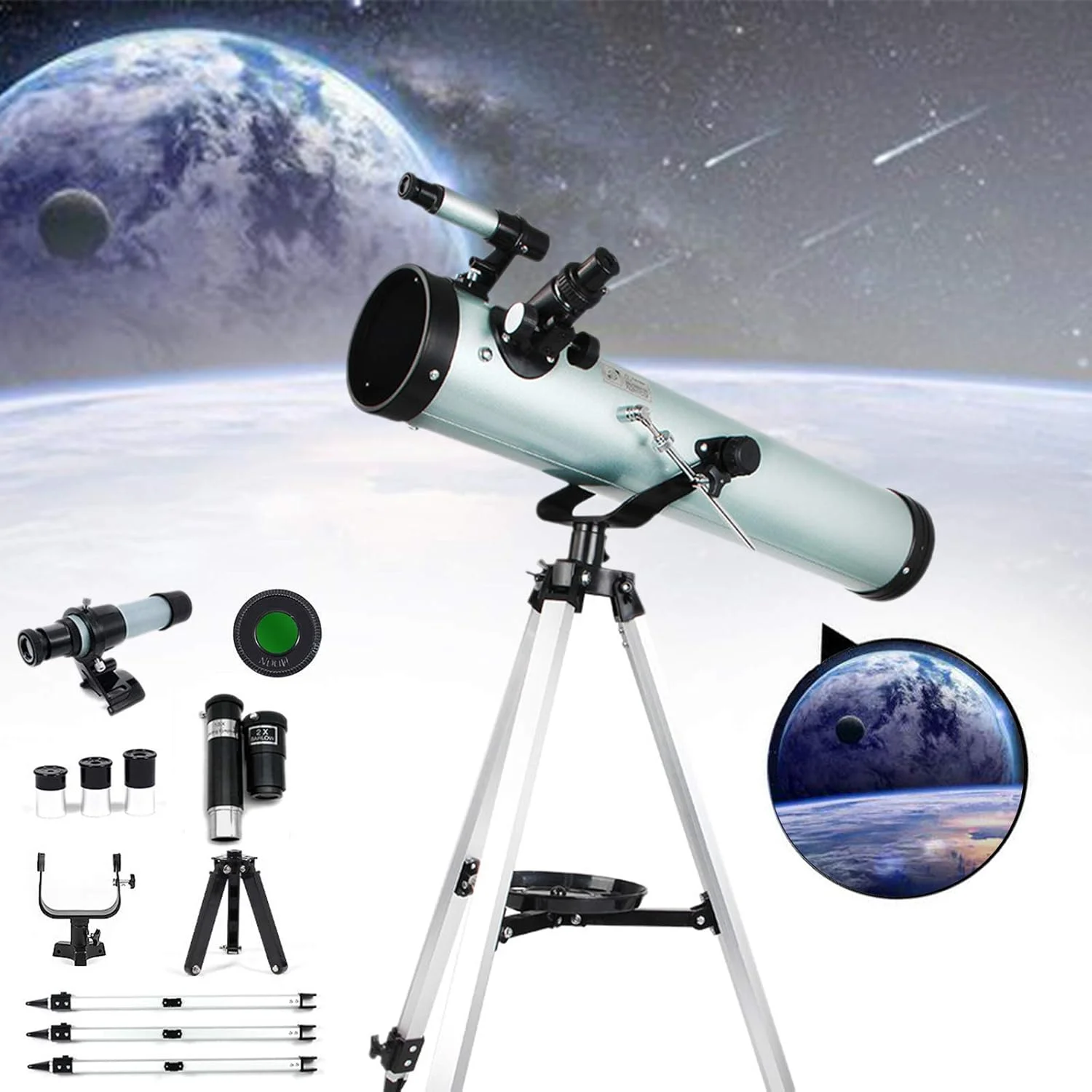 تلسکوپ نجومی زوم 350X HD تک چشمی فضای باز، تلسکوپ شکستی نجومی 700/125 میلی‌متری برای تماشای آسمان/ستاره/ماه/پرندگان، همراه با سه‌پایه