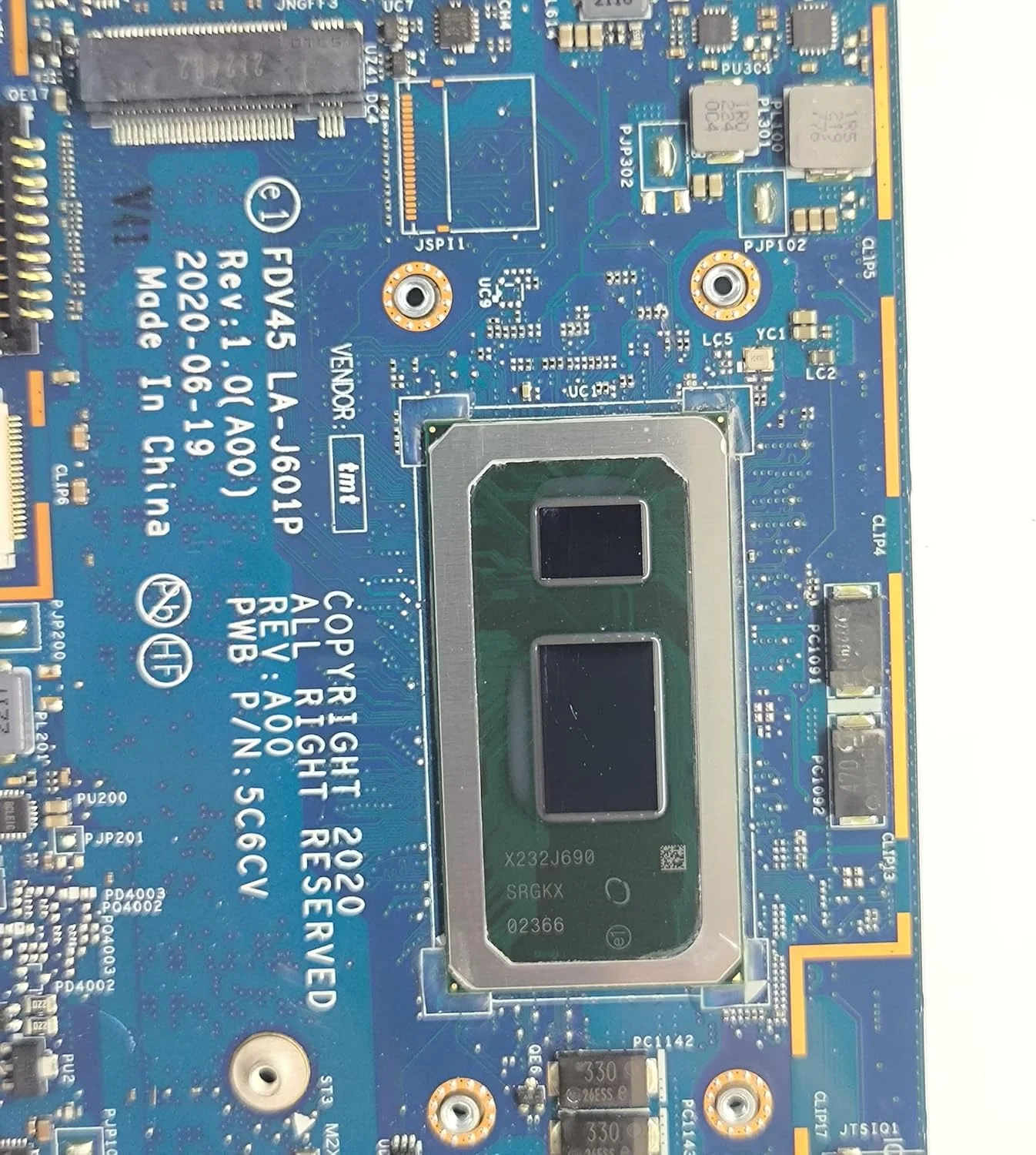 مادربرد جایگزین لپ تاپ مدل FDV45 LA-J601P برای DELL Latitude 7410 Chrome، پردازنده i5-10310U، رم 16 گیگابایت، شماره قطعه 0F7232 F7232 مادربرد جایگزین لپ تاپ مدل FDV45 LA-J601P برای DELL Latitude 7410 Chrome، پردازنده i5-10310U، رم 16 گیگابایت، شماره قطعه 0F7232 F7232