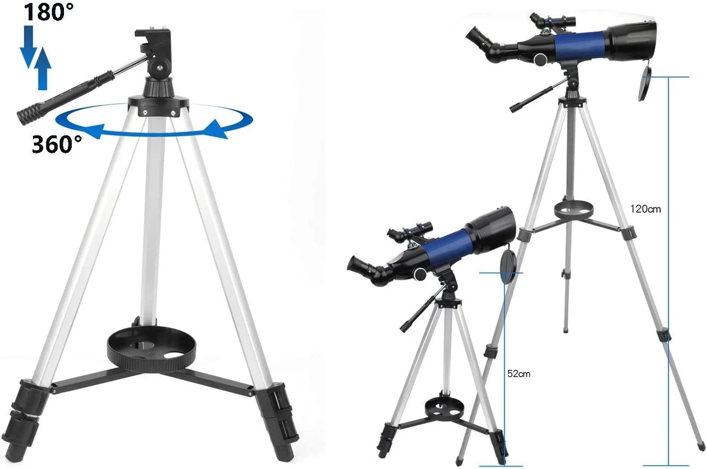 تلسکوپ نجومی تمکین، تلسکوپ شکستنی ۷۰ میلی‌متری قابل حمل برای مبتدیان و کودکان، تلسکوپ انکساری حرفه‌ای، با سه پایه قابل تنظیم و کوله پشتی