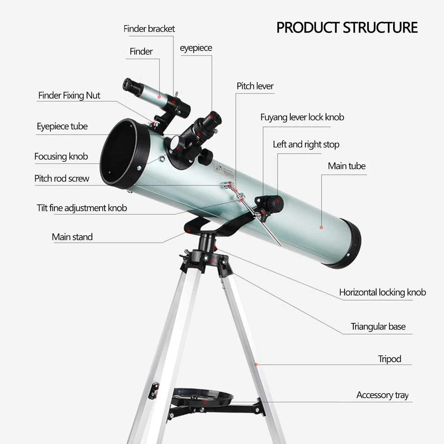 تلسکوپ نجومی زوم 350X HD تک چشمی فضای باز، تلسکوپ شکستی نجومی 700/125 میلی‌متری برای تماشای آسمان/ستاره/ماه/پرندگان، همراه با سه‌پایه