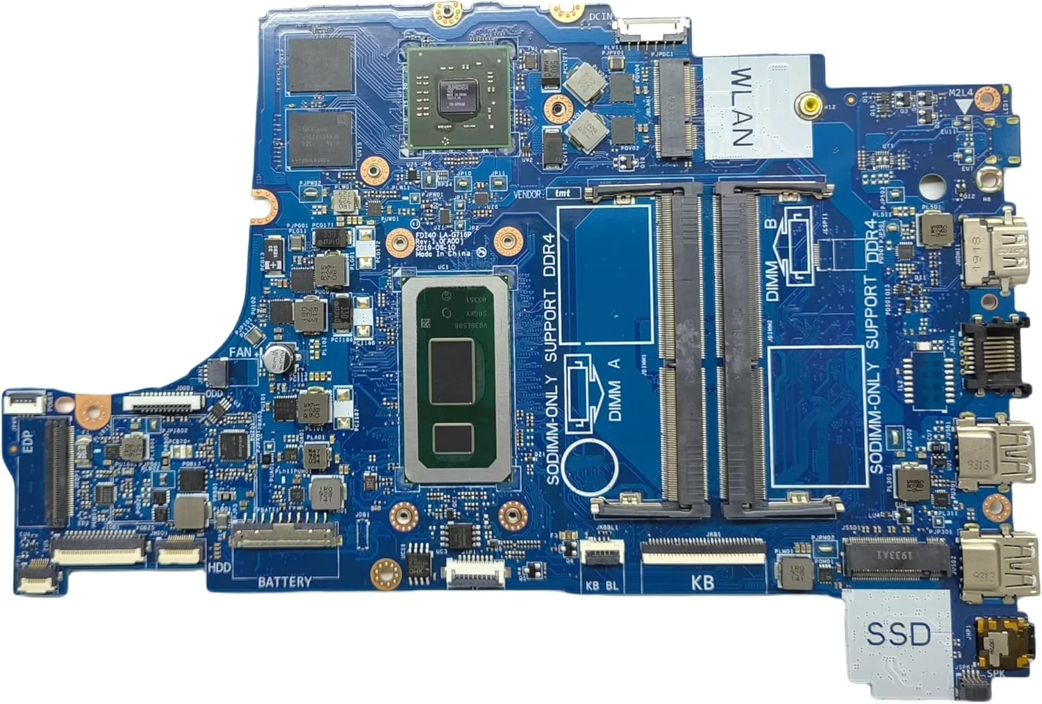 مادربرد جایگزین لپ تاپ FDI40 LA-G716P برای Dell Inspiron 3590، پردازنده i5-10210U، کارت گرافیک R610 2GB، شماره قطعه 08YJK5 8YJK5