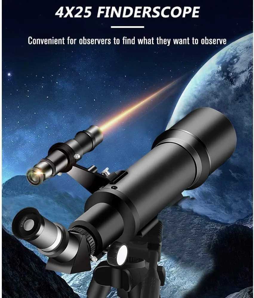 تلسکوپ شکستنی نجومی با دهانه 70 میلیمتری و فاصله کانونی 400 میلیمتری، لنز منشوری BAK4، به همراه پایه نگهدارنده تلفن هوشمند و سه پایه برای رصد ماه و آسمان تلسکوپ شکستنی نجومی با دهانه 70 میلیمتری و فاصله کانونی 400 میلیمتری، لنز منشوری BAK4، به همراه پایه نگهدارنده تلفن هوشمند و سه پایه برای رصد ماه و آسمان