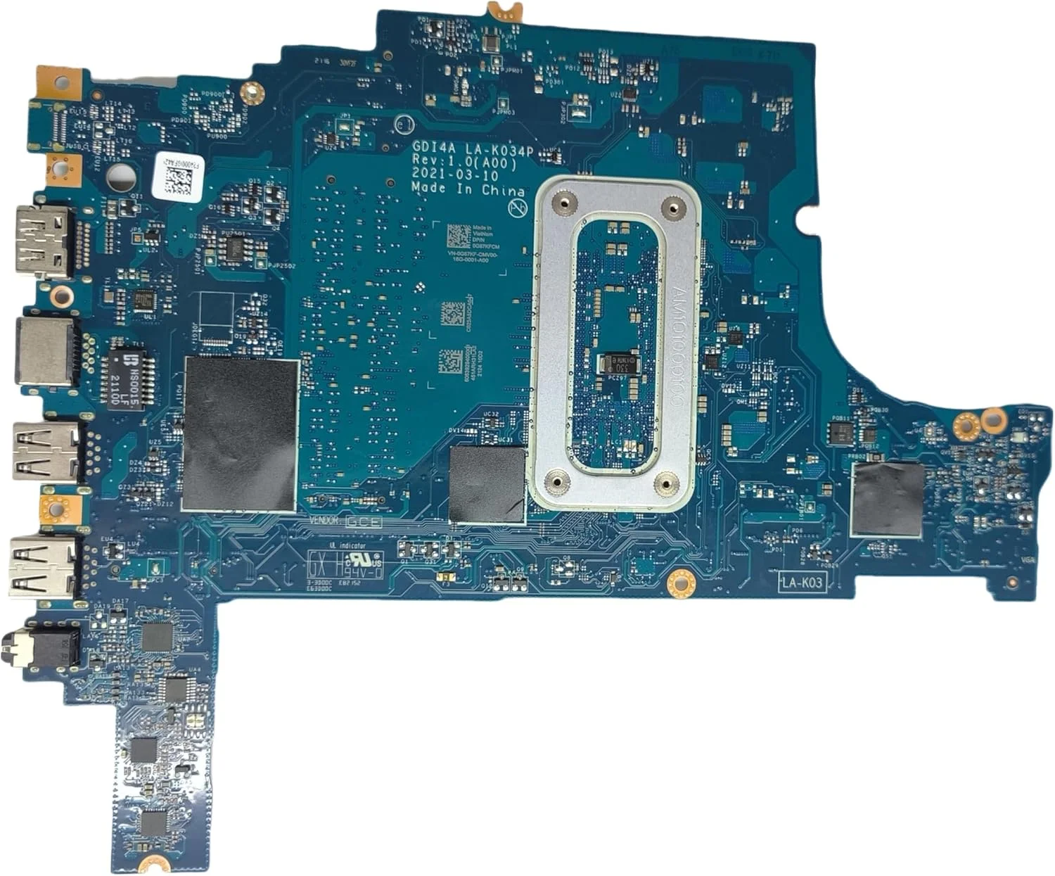 مادربرد جایگزین لپ تاپ GDI4A LA-K034P برای Dell Inspiron 3501، برد اصلی سیستم با پردازنده i3-1125G4، شماره قطعه 0G67KF G67KF