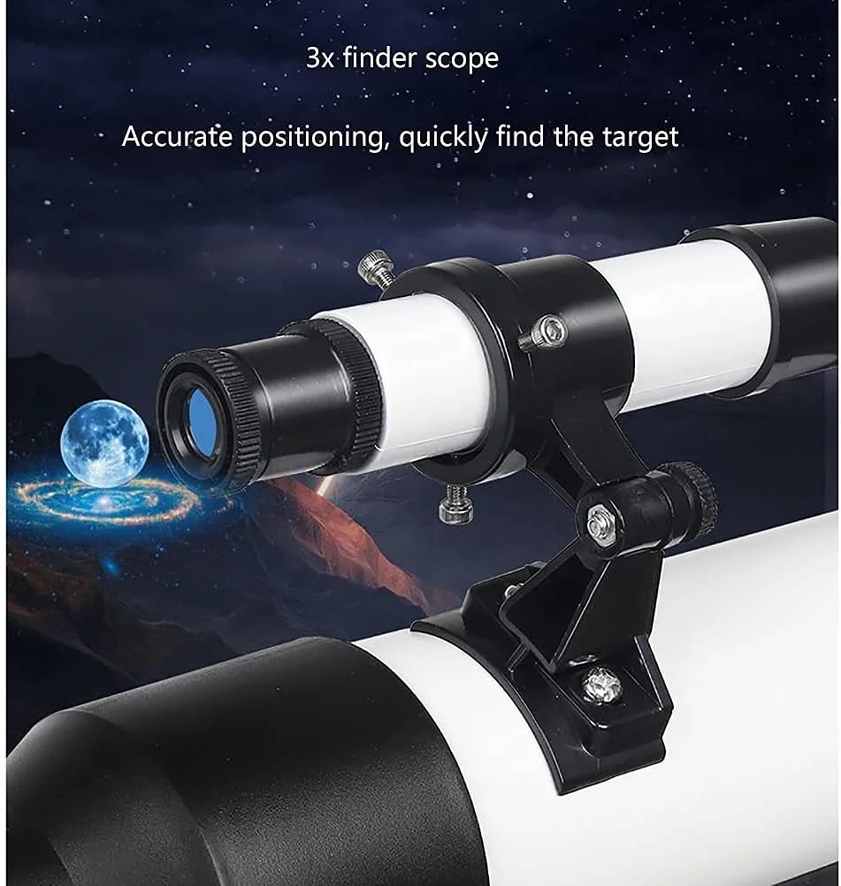 تلسکوپ 60 میلی‌متری تمکین با دهانه 360 میلی‌متری برای مبتدیان، تلسکوپ شکستنی قابل حمل کودکان با یابنده و آداپتور تلفن، تلسکوپ دستی