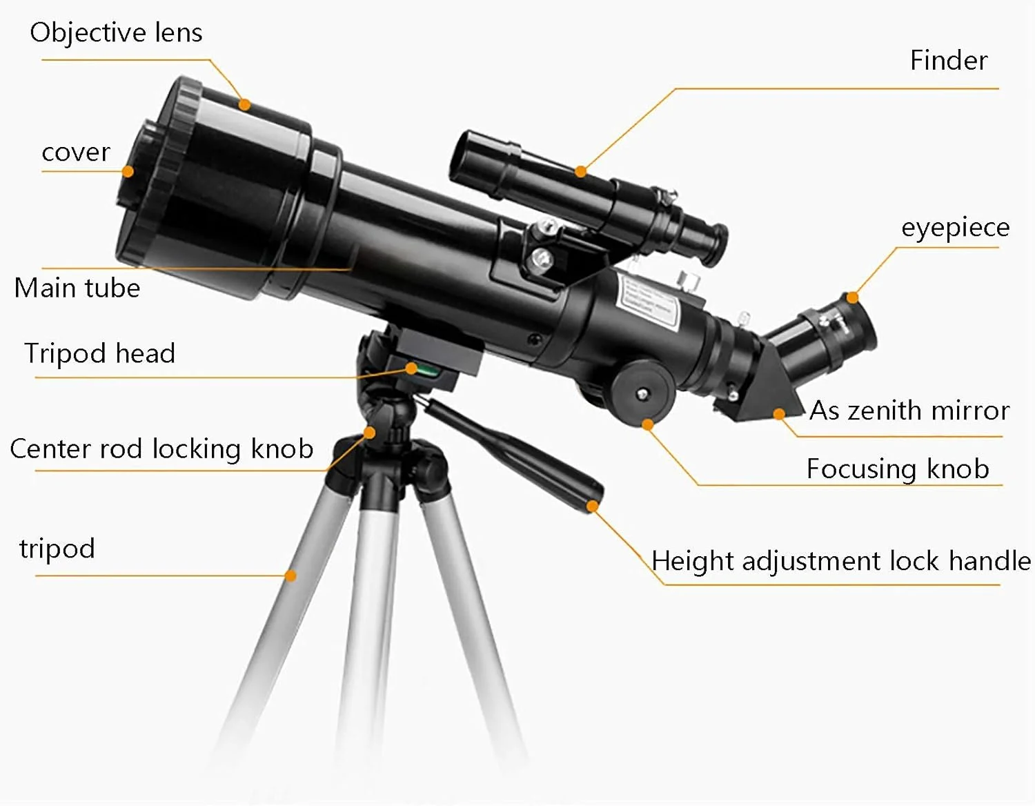 تلسکوپ نجومی مناسب، حرفه ای برای تماشای ستارگان با بزرگنمایی 100 برابر، تلسکوپ مناسب برای مبتدیان و بزرگسالان، تلسکوپ شکستی نجومی 70 میلی متری مناسب، با قابلیت تنظیم ارتفاع