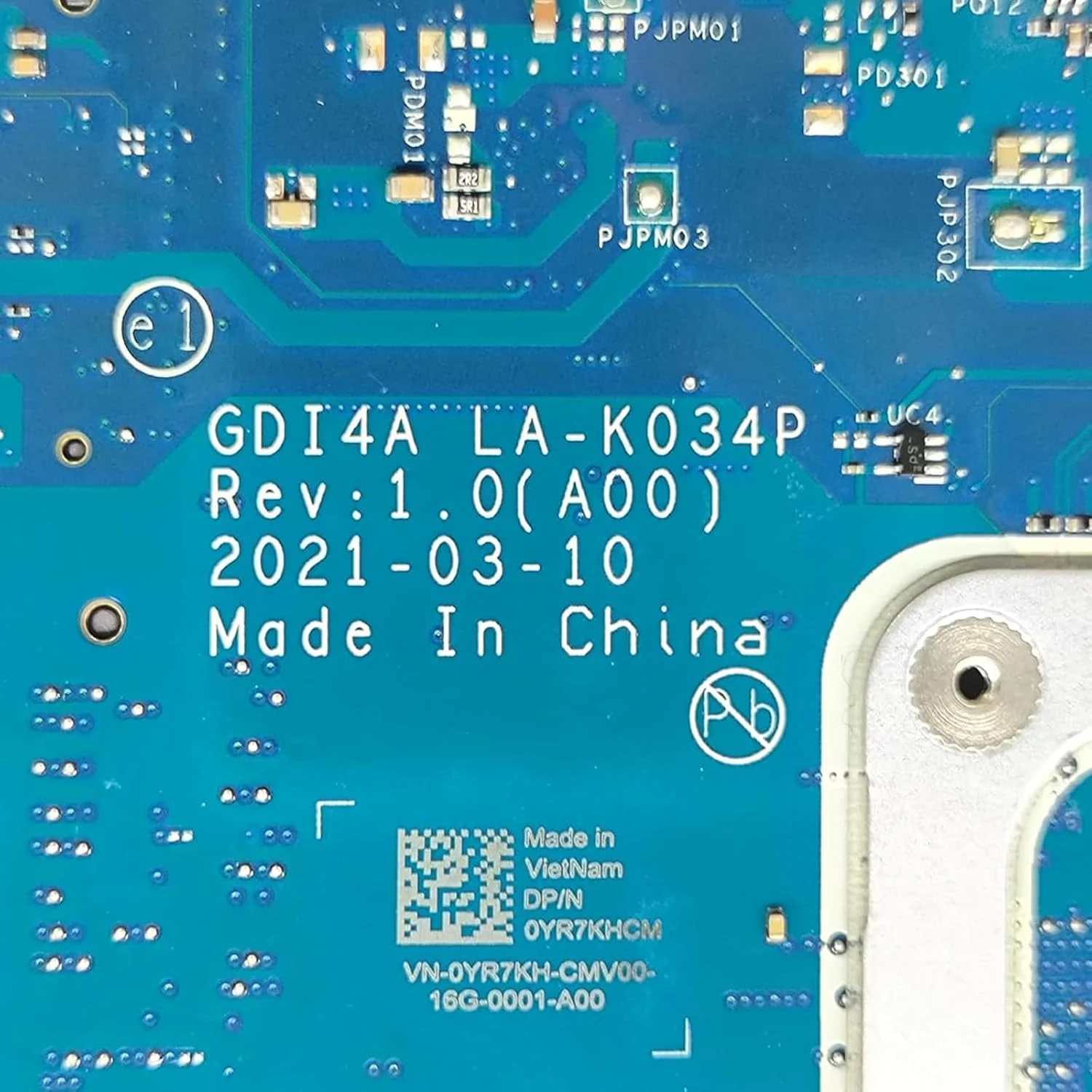 مادربرد جایگزین 0YR7KH YR7KH برای لپ تاپ Dell Inspiron 3501، مادربرد اصلی با پردازنده i3-1125G4 مدل GDI4A LA-K034P