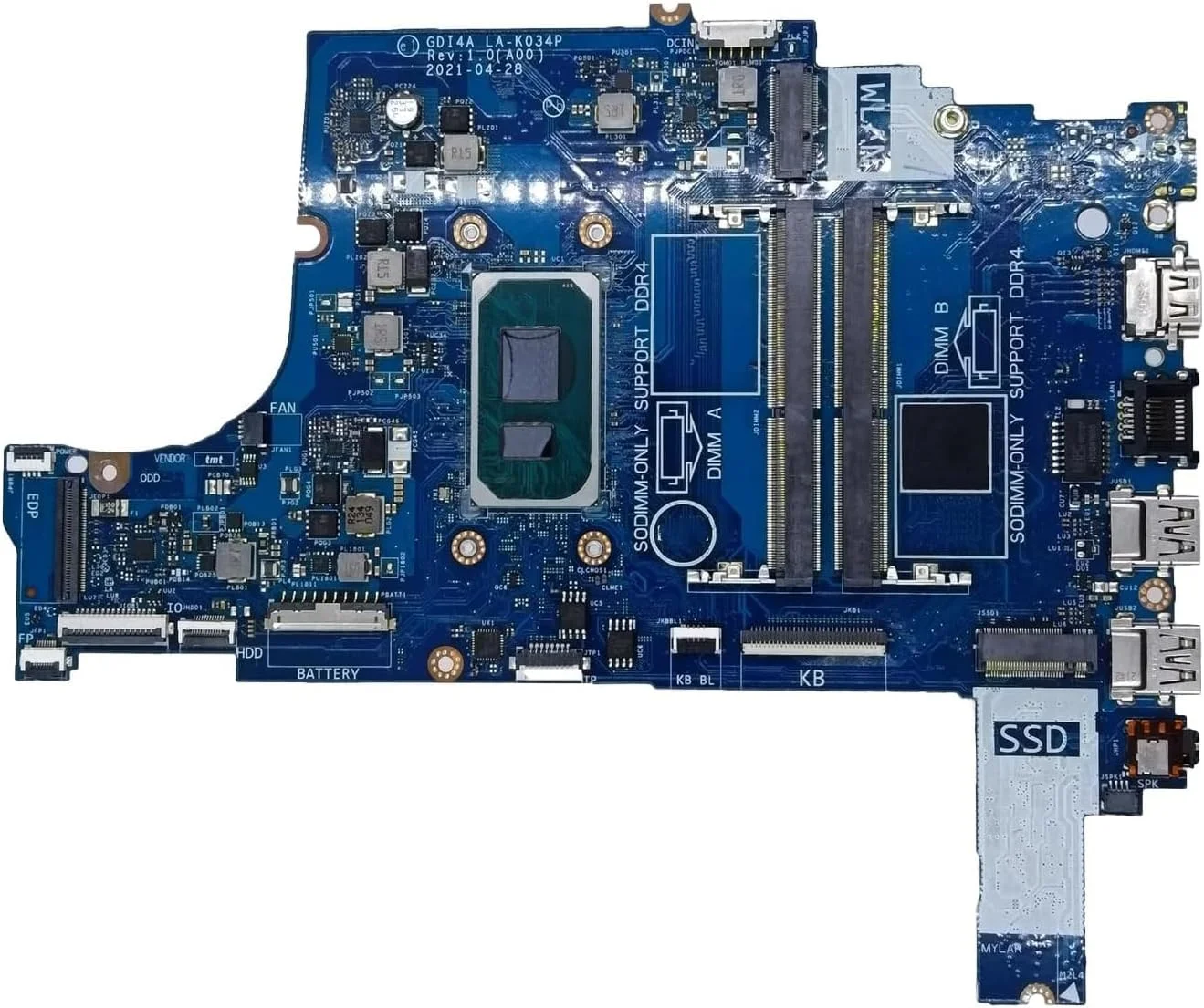 مادربرد جایگزین 0F3DD5 F3DD5 برای لپ تاپ Dell Vostro 3500 مدل GDI4A LA-K034P با پردازنده i7-1165G7