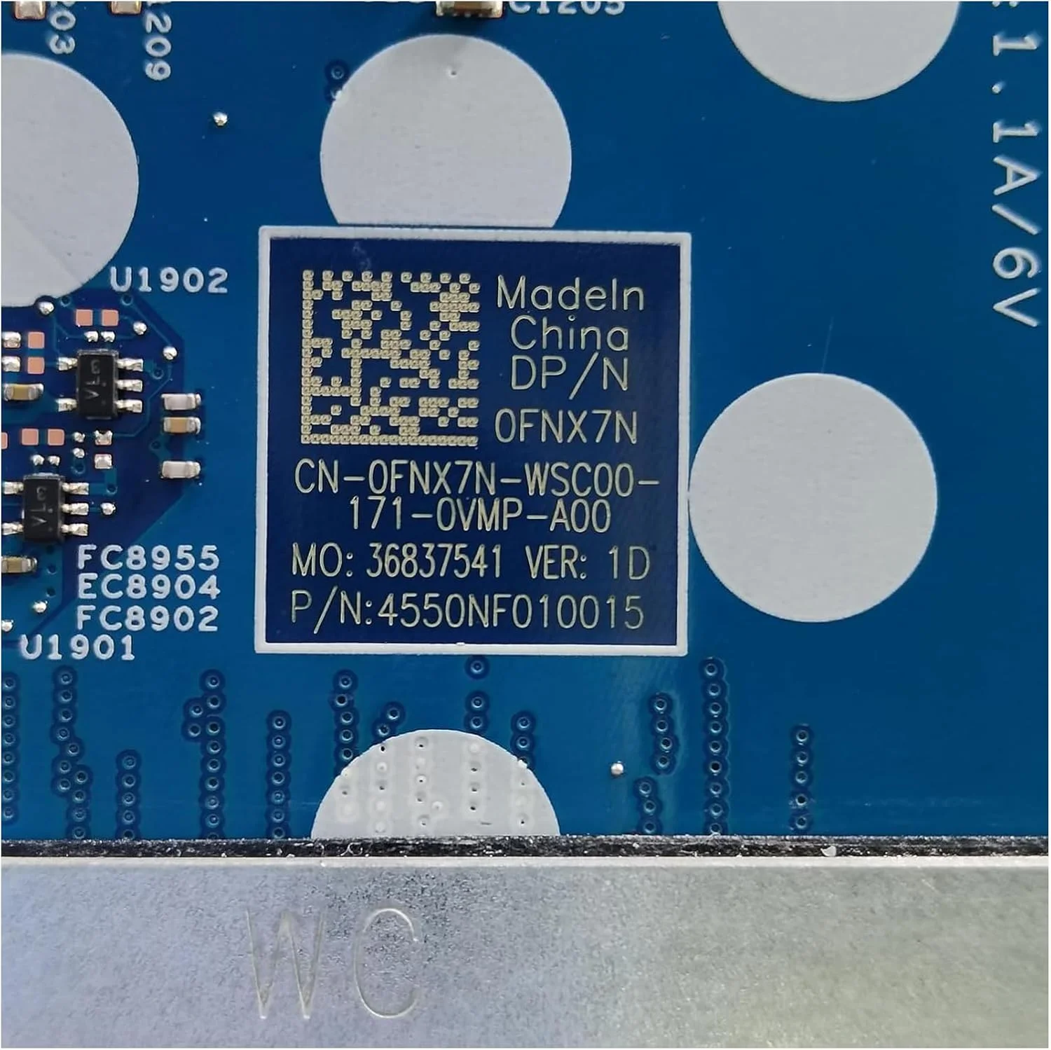 جایگزین 0FNX7N FNX7N برای مادربرد لپ تاپ Dell Latitude 3520 مدل Cyborg-L14 MB TGL 203068-1، برد اصلی سیستم با پردازنده i7-1165G7