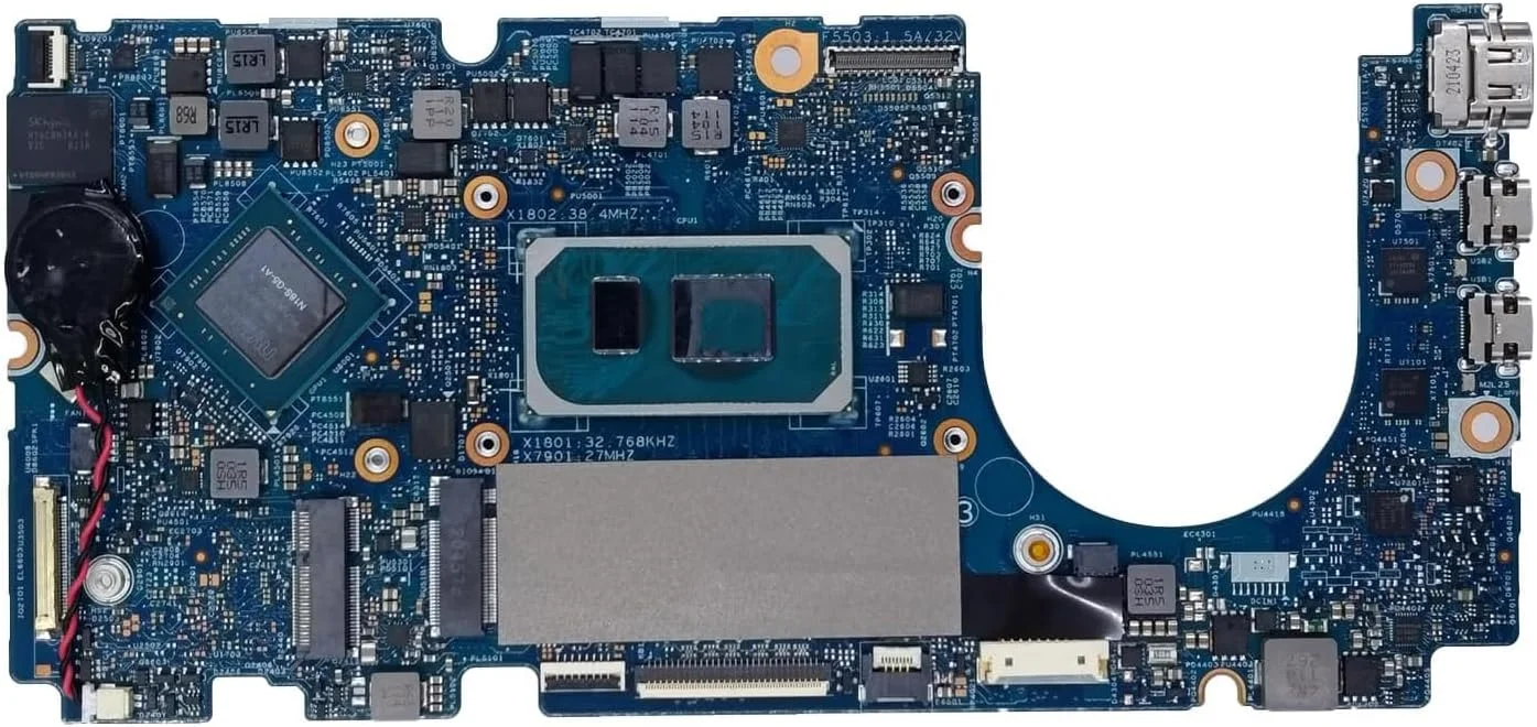 مادربرد جایگزین دل Inspiron 5310 مدل 02JGH0 2JGH0، بورد اصلی سیستم M00NKNIGHT N13 TGL 203009-1، پردازنده i7-11390H، رم 16 گیگابایت، MX450 2 گیگابایت