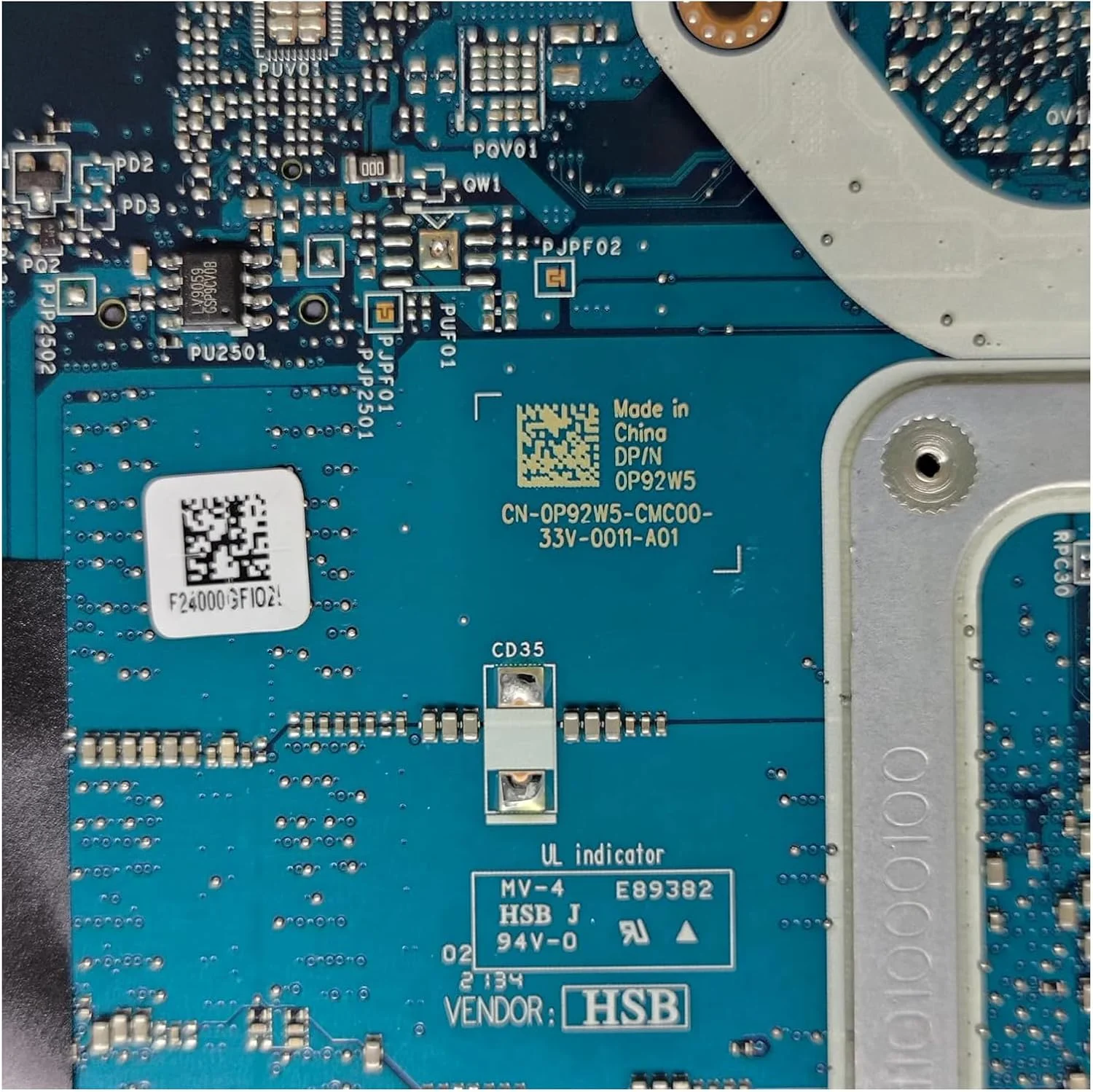 مادربرد جایگزین 0P92W5 P92W5 برای لپ تاپ دل اینسپایرون 3505 مدل GDI53 LA-K001P با پردازنده 3050U