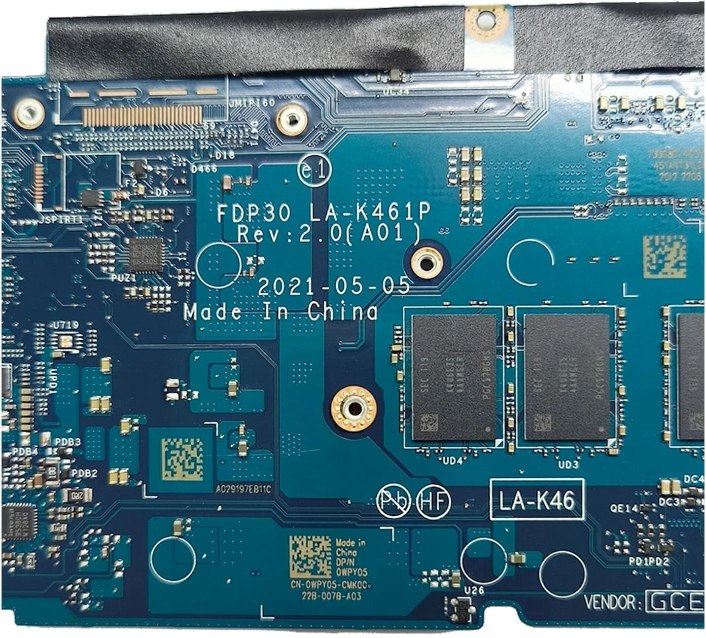 مادربرد جایگزین 0WPY05 WPY05 برای لپ تاپ Dell XPS 13 9305 مدل LA-K461P با پردازنده i7-1165G7 و رم 8 گیگابایت مادربرد جایگزین 0WPY05 WPY05 برای لپ تاپ Dell XPS 13 9305 مدل LA-K461P با پردازنده i7-1165G7 و رم 8 گیگابایت