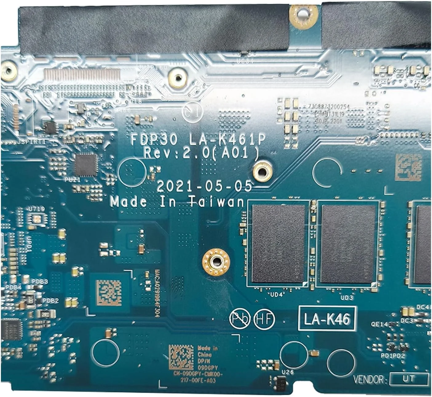 مادربرد جایگزین 09DGPY 9DGPY برای لپ تاپ Dell XPS 13 9305 مدل LA-K461P، پردازنده i5-1135G7 و 16 گیگابایت رم