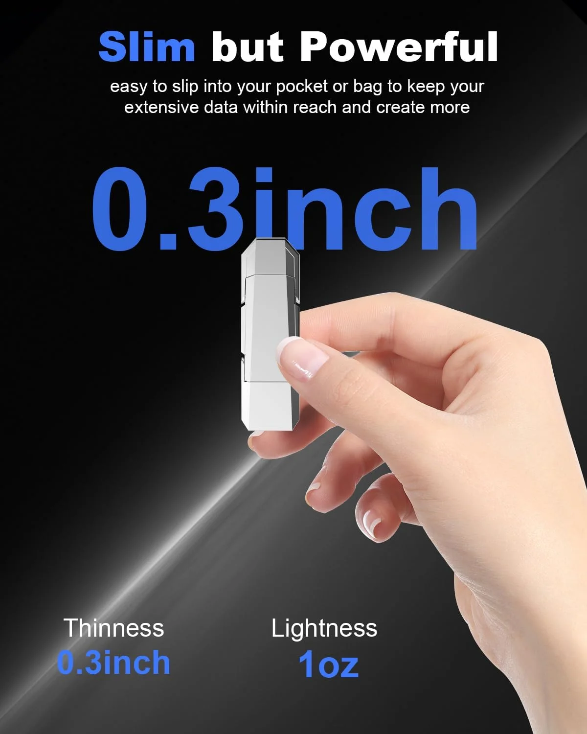 درایو حالت جامد اکسترنال قابل حمل USB با ظرفیت 64 گیگابایت، سرعت تا 450 مگابایت بر ثانیه USB 3.2 Gen 2، درایو دوگانه Type C + USB A برای تلفن/لپ تاپ های اندروید/ویندوز/مک، نقره ای