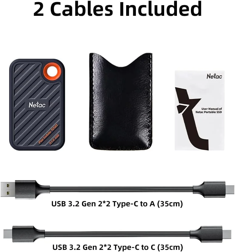 حافظه اس اس دی اکسترنال قابل حمل 2 ترابایتی Netac NVMe با سرعت خواندن تا 2000 مگابایت بر ثانیه و سرعت نوشتن 1700 مگابایت بر ثانیه USB 3.2 Gen.2، درایو ضروری برای سفر کاری مدل ZX20