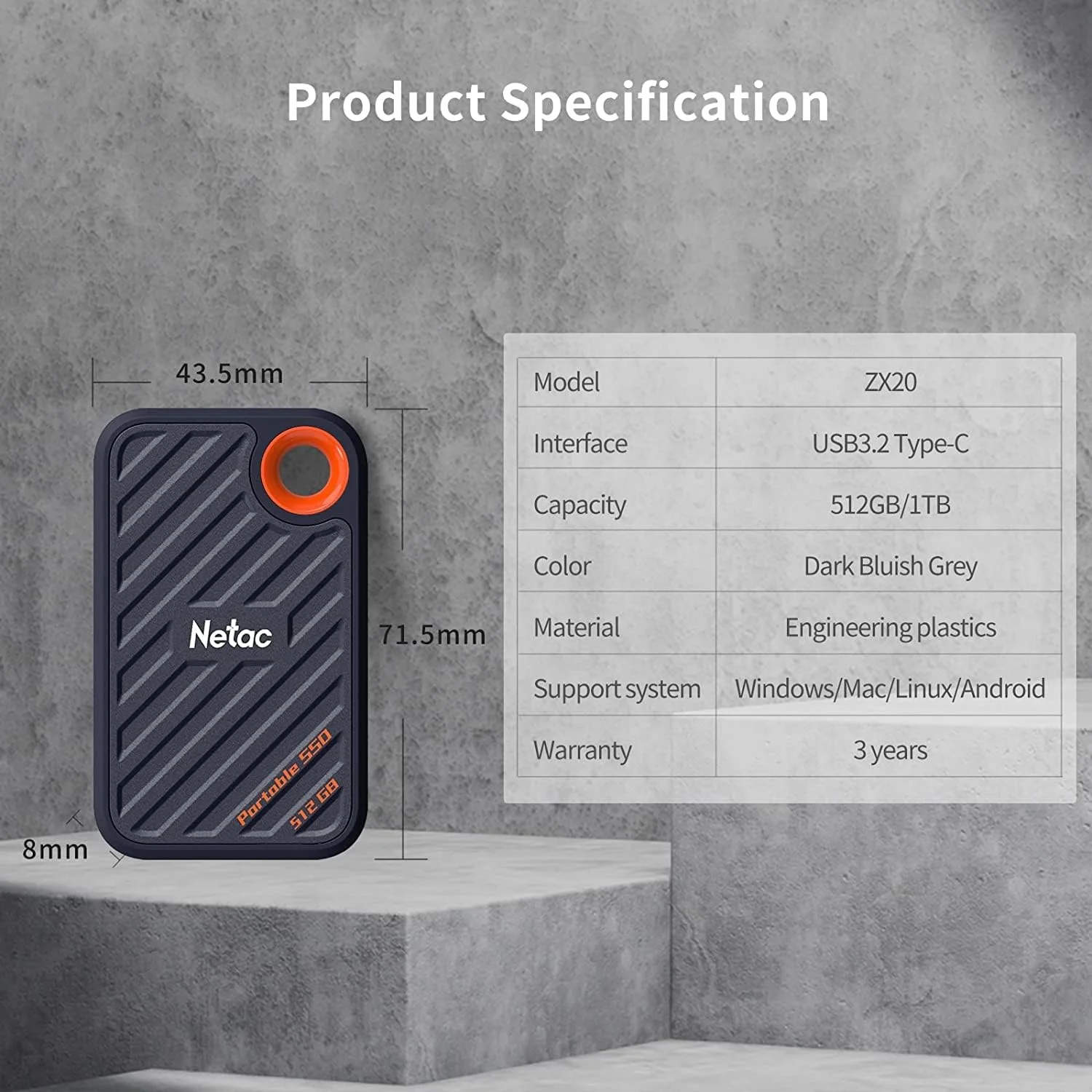 حافظه اس اس دی اکسترنال قابل حمل 2 ترابایتی Netac NVMe با سرعت خواندن تا 2000 مگابایت بر ثانیه و سرعت نوشتن 1700 مگابایت بر ثانیه USB 3.2 Gen.2، درایو ضروری برای سفر کاری مدل ZX20