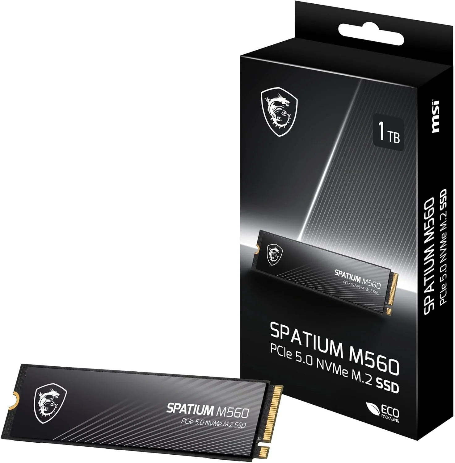 حافظه اس اس دی قابل حمل MSI SPATIUM M560 PCIe 5.0 NVMe M.2 با ظرفیت 1 ترابایت، درایو حالت جامد اکسترنال 1 ترابایتی، سرعت تا 10200 مگابایت بر ثانیه، USB-C، فضای ذخیره سازی مطمئن برای بازی، دانشجویان، متخصصان، مشکی