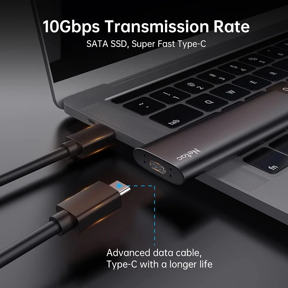 حافظه اس اس دی اکسترنال قابل حمل 500 گیگابایت Netac برای Type C، سرعت تا 500 مگابایت بر ثانیه، SATA SSD، USB 3.2 Gen2 10Gbps - مدل ZSlim