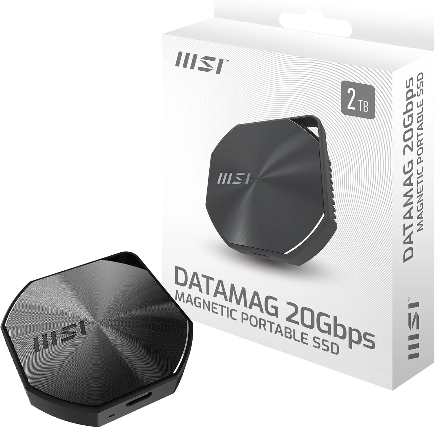 اس اس دی اکسترنال قابل حمل MSI DATAMAG 20Gbps 2TB، درایو حالت جامد اکسترنال 2 ترابایتی، سرعت تا 1600 مگابایت بر ثانیه، USB-C، ذخیره سازی قابل اعتماد برای بازی، دانشجویان و متخصصان، مشکی