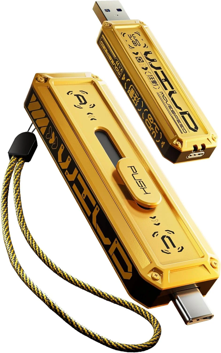 حافظه اس اس دی اکسترنال 1 ترابایتی MOVE SPEED با سرعت خواندن/نوشتن 1000 مگابایت بر ثانیه، فلش درایو USB 3.2 Gen2 + USB C با پورت های دوگانه، طراحی کشویی 3 مرحله ای، درایو انگشتی برای سری iPhone 15/16/Mac/تلفن های اندرویدی و غیره