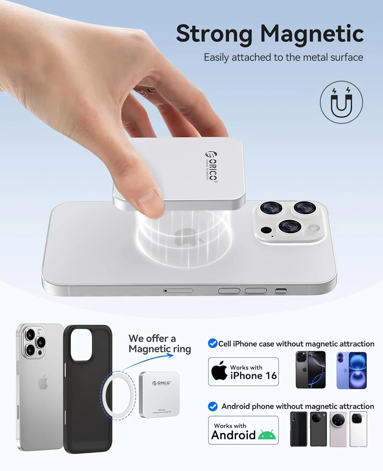 حافظه اس اس دی اکسترنال مگنتی 1 ترابایتی اوریکو، آلیاژ آلومینیوم، سرعت تا 2000 مگابایت بر ثانیه، ضبط و ذخیره ProRes HDR با کیفیت 4K 120Hz، درایو حالت جامد اکسترنال، سازگار با آیفون 16 پرو مکس، تبلت، کامپیوتر - K20MINI حافظه اس اس دی اکسترنال مگنتی 1 ترابایتی اوریکو، آلیاژ آلومینیوم، سرعت تا 2000 مگابایت بر ثانیه، ضبط و ذخیره ProRes HDR با کیفیت 4K 120Hz، درایو حالت جامد اکسترنال، سازگار با آیفون 16 پرو مکس، تبلت، کامپیوتر - K20MINI