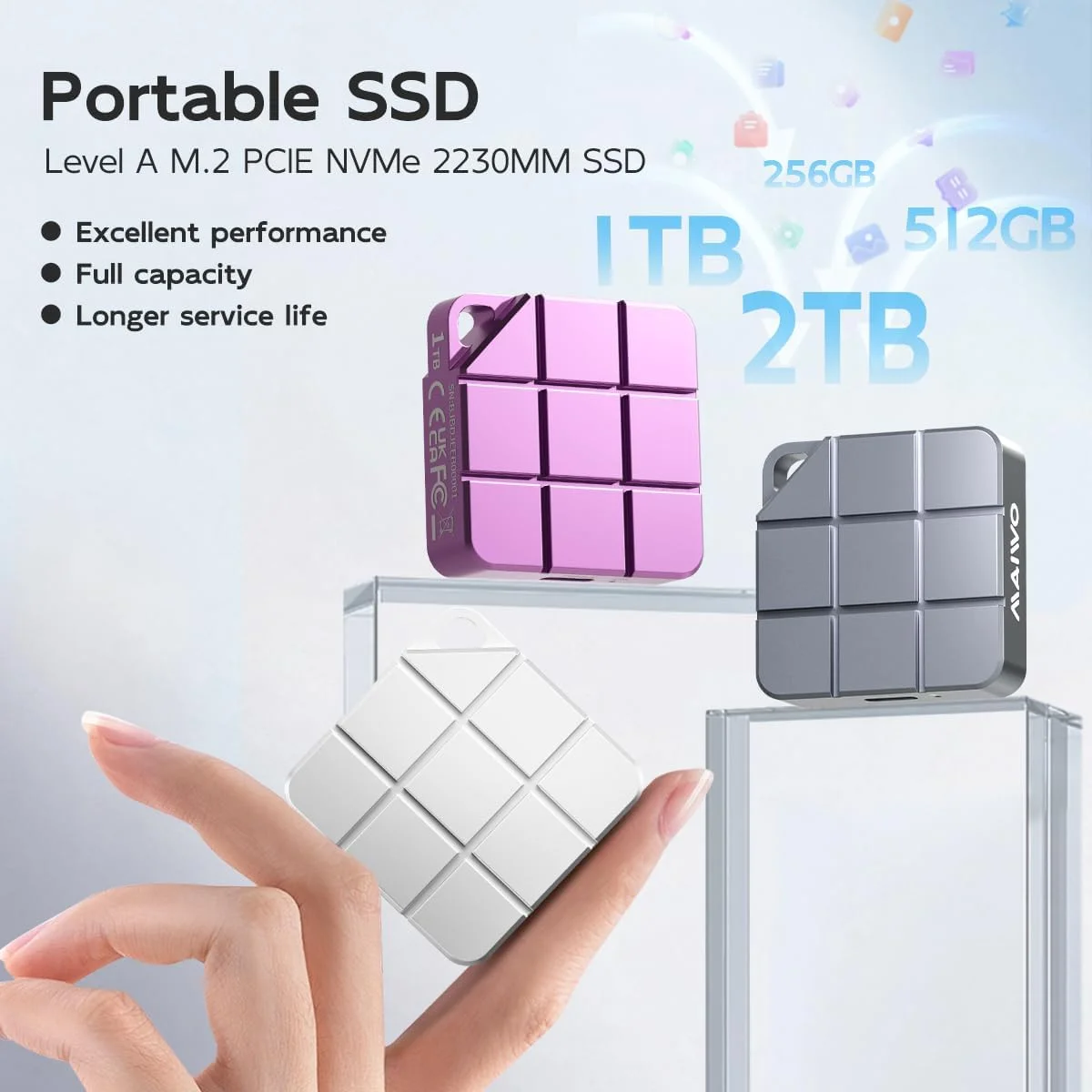 درایو حالت جامد اکسترنال قابل حمل MAIWO با ظرفیت 512 گیگابایت، دارای M.2 2230 PCIe NVMe SSD داخلی، USB C 3.2 تا 1050 مگابایت بر ثانیه، PSSD کوچک و زیبا برای آیفون 15 16 17 پرو مکس مک بوک پرو ایر، آلومینیومی (نقره ای)
