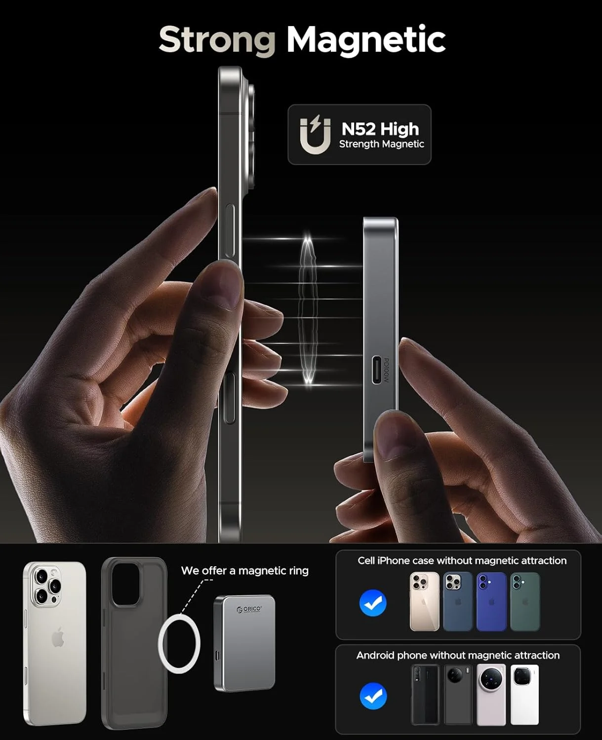 حافظه اس اس دی اکسترنال مغناطیسی 1 ترابایتی اوریکو، PD100W، ضبط و ذخیره سازی 4K ProRes HDR، سرعت تا 1000 مگابایت بر ثانیه برای رابط USB 3.2 Gen 2، درایو حالت جامد قابل حمل، بدنه آلیاژ آلومینیوم، مناسب برای تلفن های هوشمند و لپ تاپ - K10