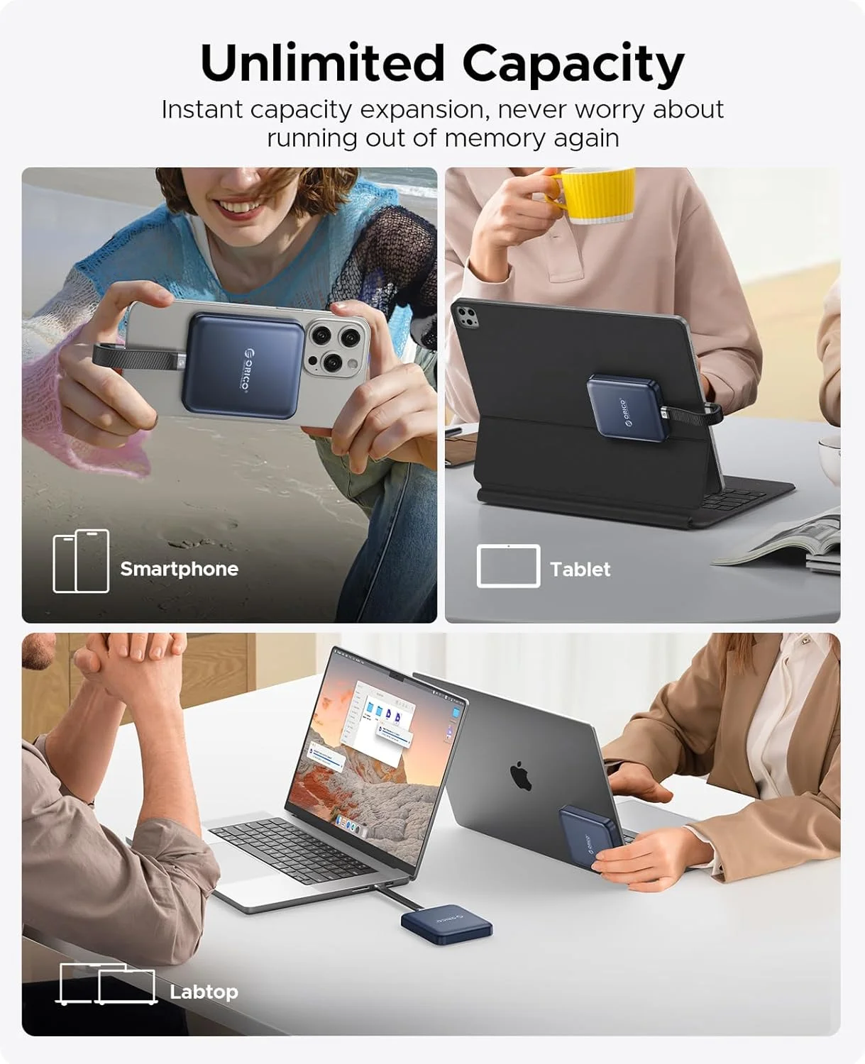 حافظه اس اس دی اکسترنال مغناطیسی 2 ترابایتی اوریکو، ضبط و ذخیره سازی 4K ProRes HDR، USB3.1 Gen2(1000MB/s)، USB3.2 Gen2*2(2000MB/s)، درایو حالت جامد قابل حمل، سازگار با تلفن هوشمند، تبلت، کامپیوتر - A20PLUS