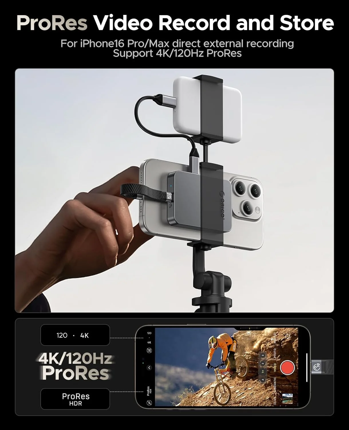 حافظه اس اس دی اکسترنال مغناطیسی 1 ترابایتی اوریکو، PD100W، ضبط و ذخیره سازی 4K ProRes HDR، سرعت تا 1000 مگابایت بر ثانیه برای رابط USB 3.2 Gen 2، درایو حالت جامد قابل حمل، بدنه آلیاژ آلومینیوم، مناسب برای تلفن های هوشمند و لپ تاپ - K10