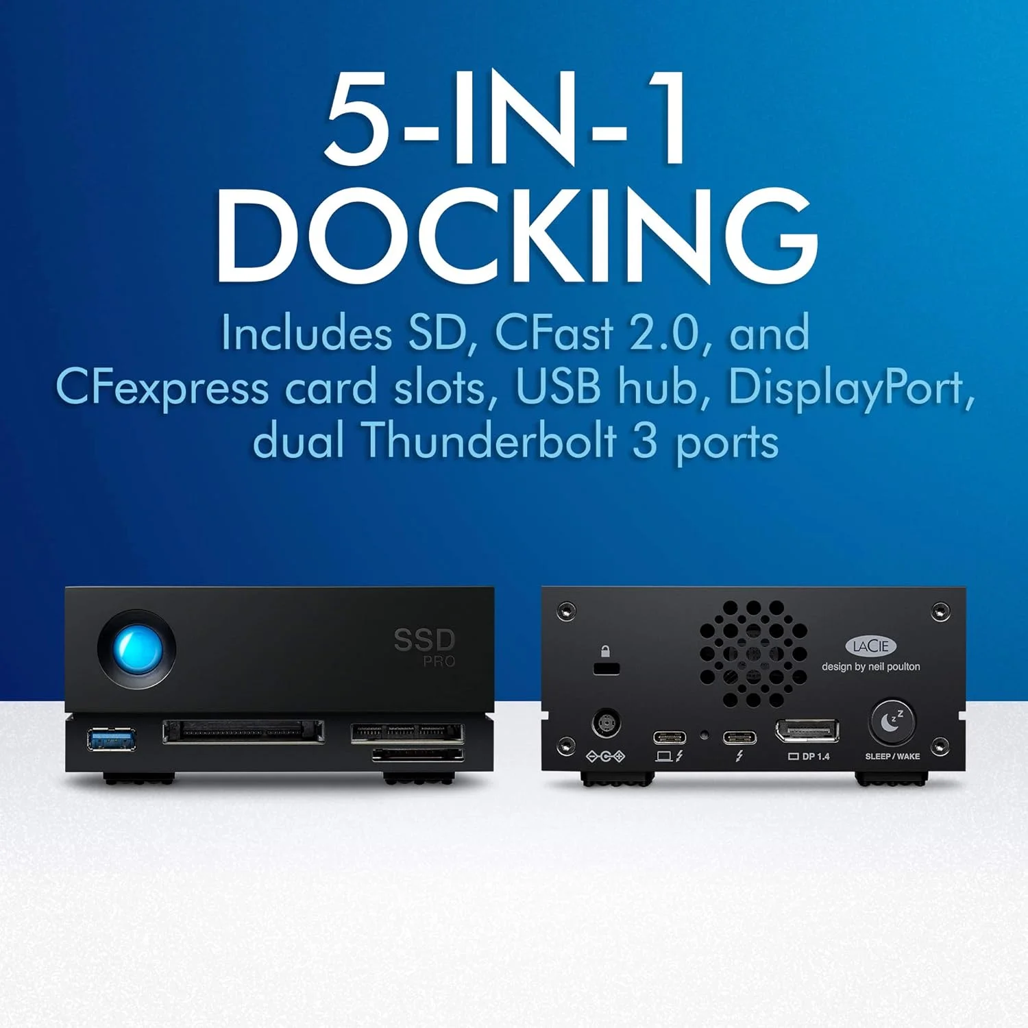 هارد اکسترنال SSD پرو LaCie 1big Dock، ظرفیت 2 ترابایت، Thunderbolt 3، FireCuda NVMe SSD، سرعت 2800 مگابایت بر ثانیه، سازگار با PC، Mac، iPad و iPhone (STHW2000800)