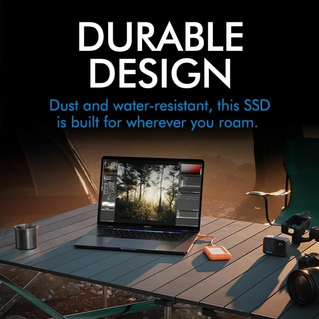 هارد اکسترنال SSD مقاوم LaCie Rugged Mini با ظرفیت 2 ترابایت، سرعت 40 گیگابیت بر ثانیه، 2.000 مگابایت بر ثانیه، سازگار با PC، Mac، iPad و iPhone، سرویس بازیابی اطلاعات (STMF2000400)